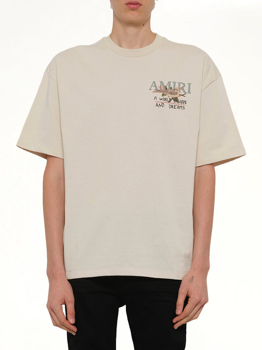 Image of T-Shirts. Product name - Hope and Dreams Oversized T-Shirt in White colour by brand - AMIRI
