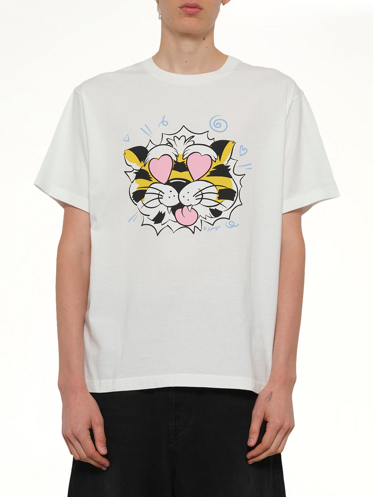 Image of T-Shirts. Product name - Kenzo Wild Tiger Oversize T-Shirt in White colour by brand - KENZO