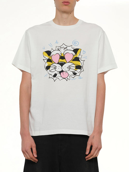 Image of T-Shirts. Product name - Kenzo Wild Tiger Oversize T-Shirt in White colour by brand - KENZO