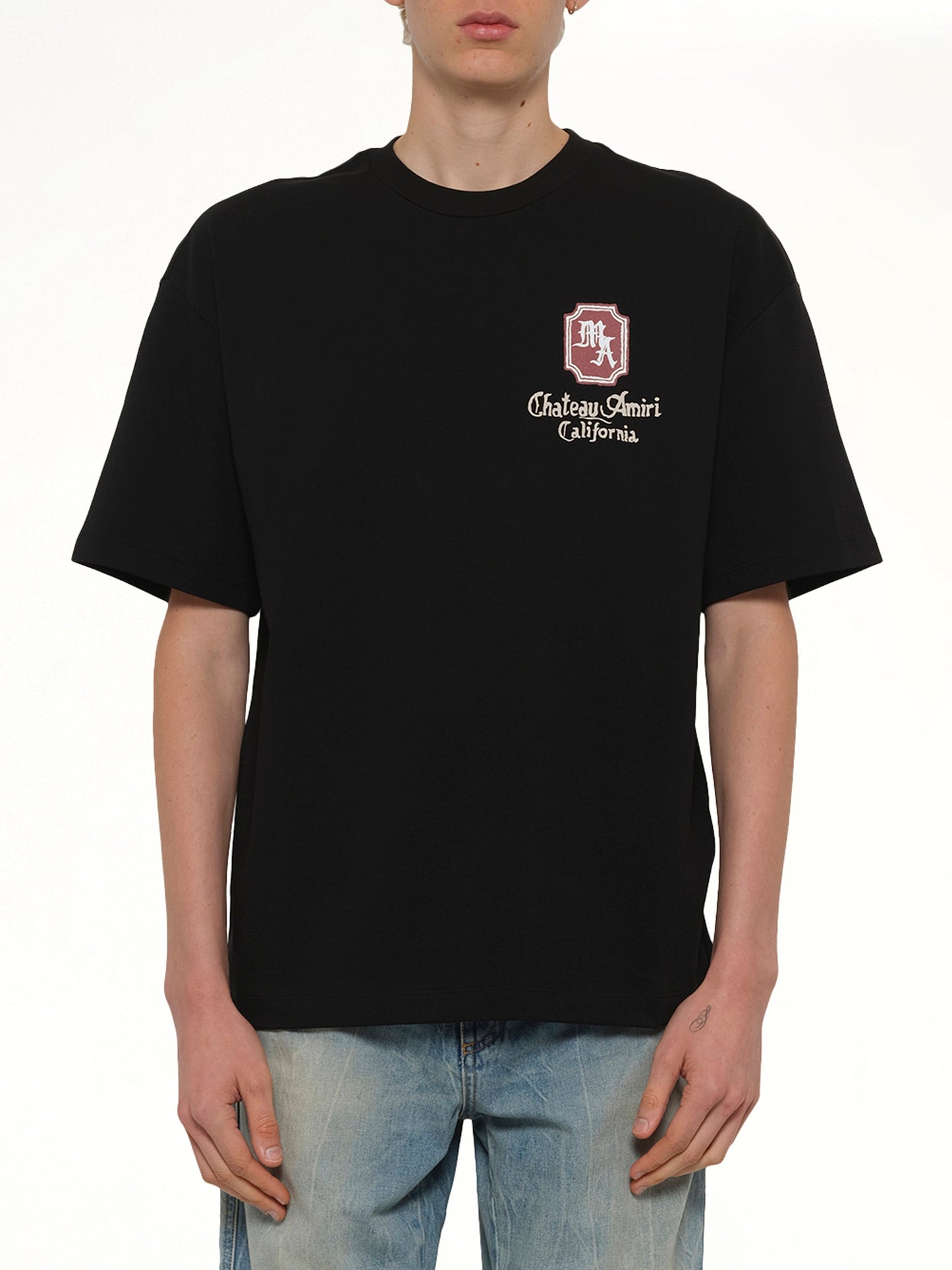 Image of T-Shirts. Product name - MA Chateau Oversized T-Shirt in Black colour by brand - AMIRI