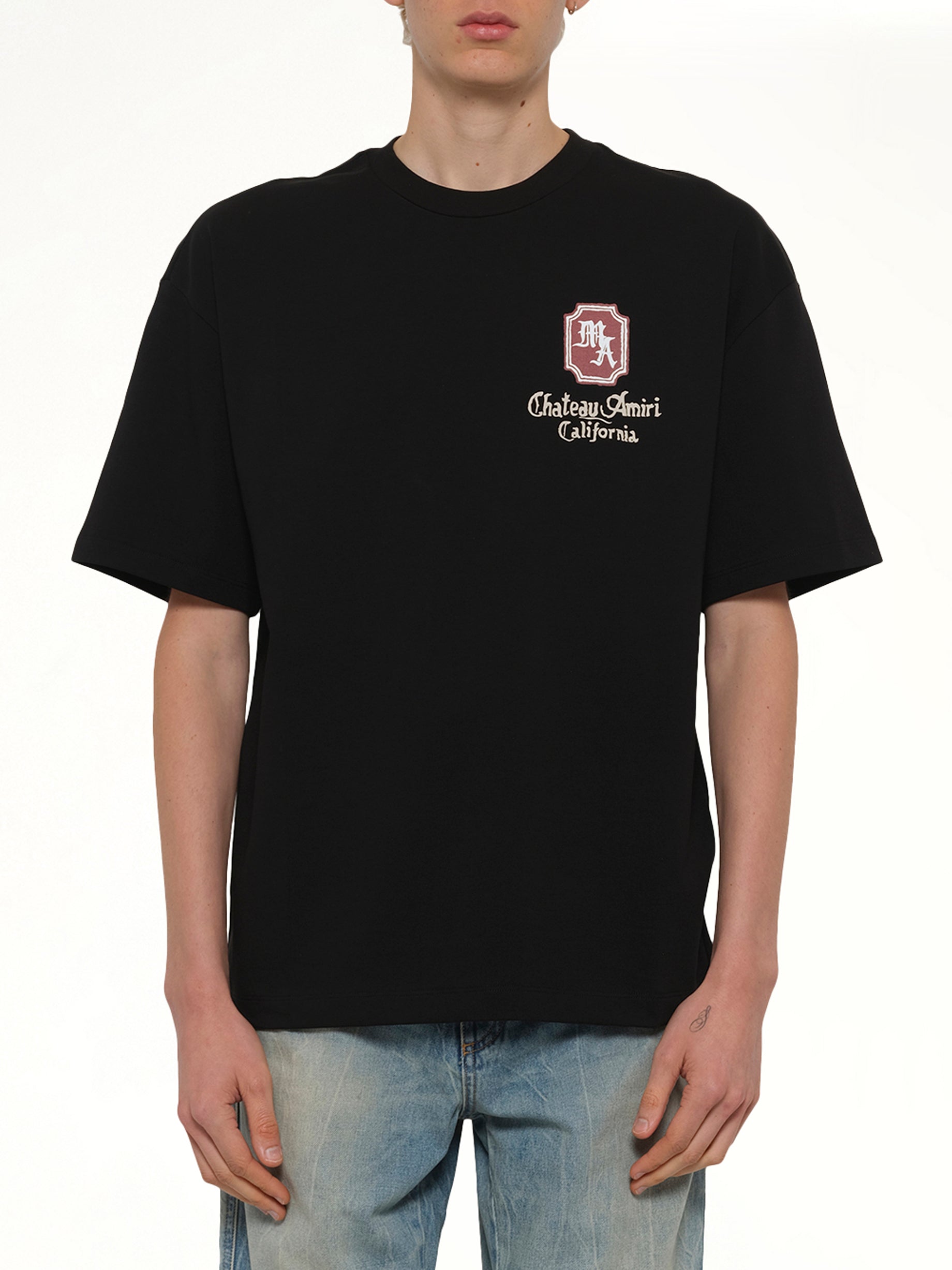 Image of T-Shirts. Product name - MA Chateau Oversized T-Shirt in Black colour by brand - AMIRI
