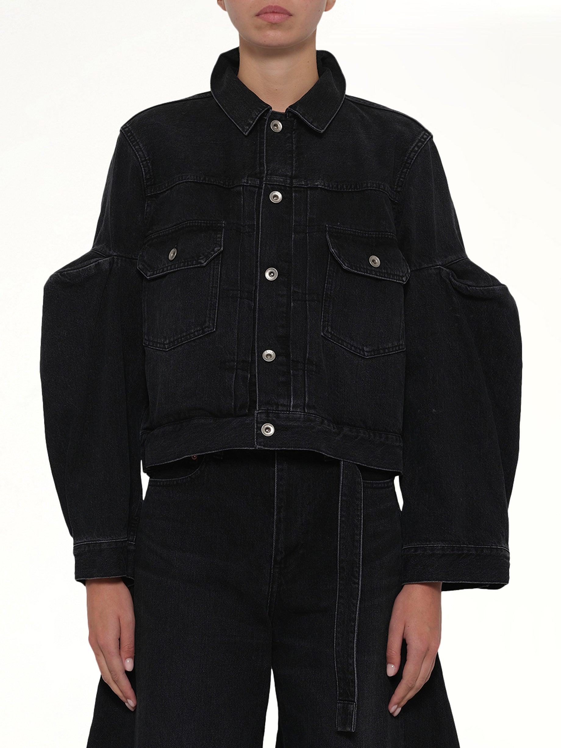 Image of Coats & Jackets. Product name - Denim Jacket in Black colour by brand - SACAI