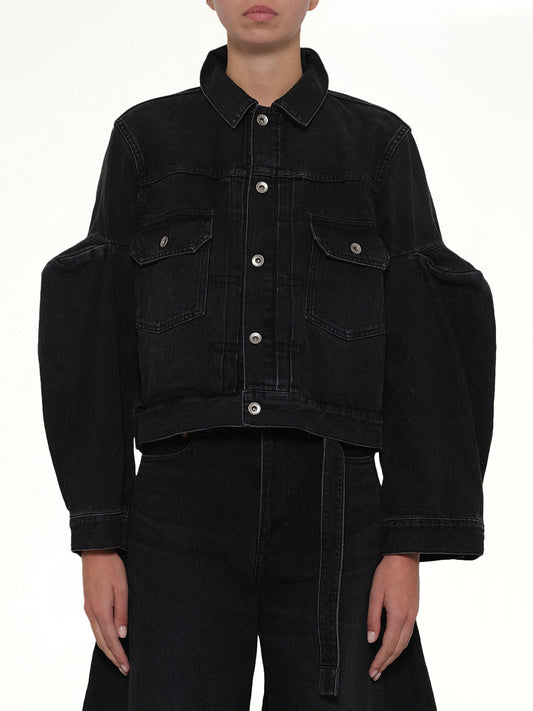 Image of Coats & Jackets. Product name - Denim Jacket in Black colour by brand - SACAI