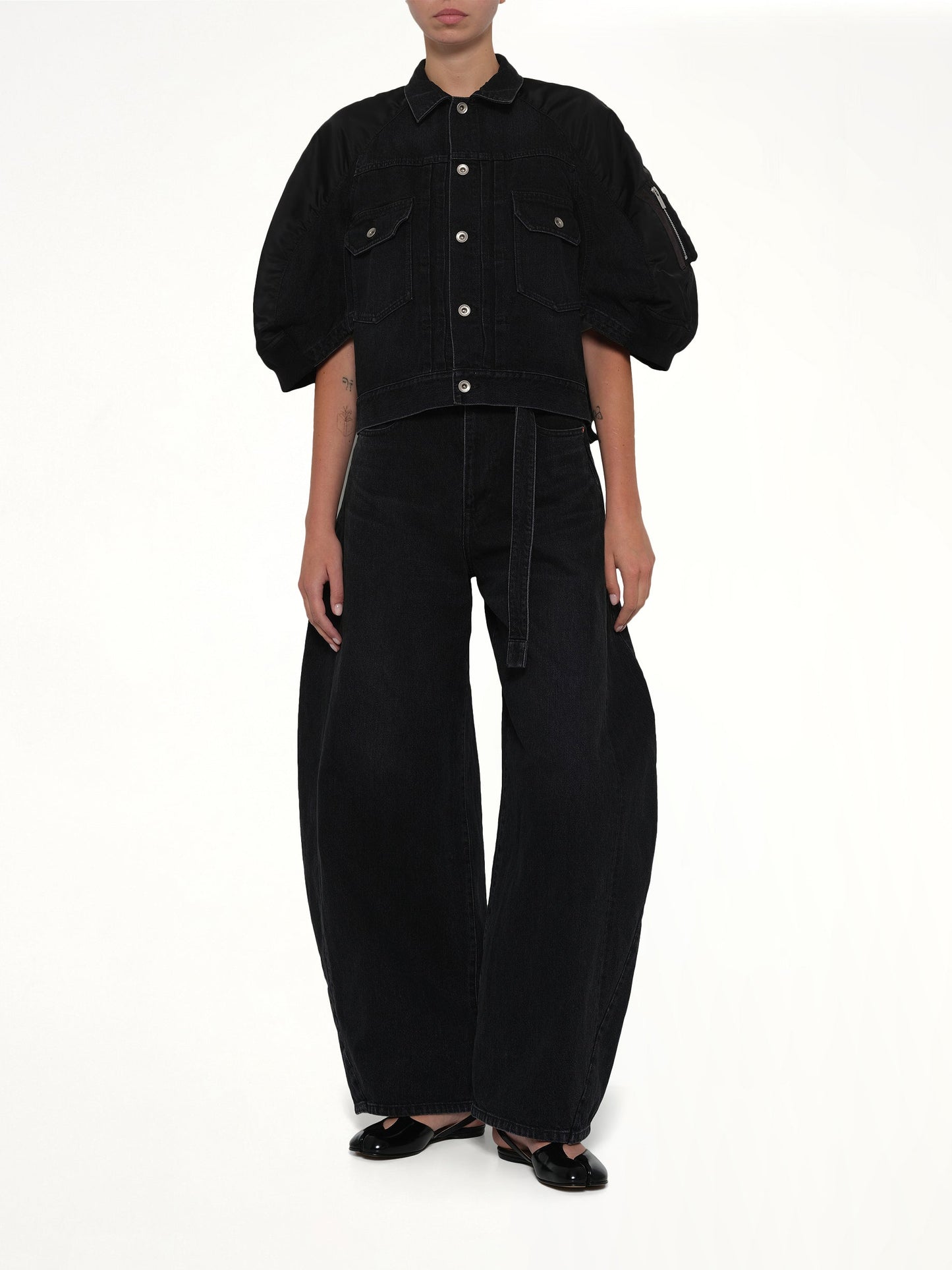 SACAI Barrel Denim Pants (Black)