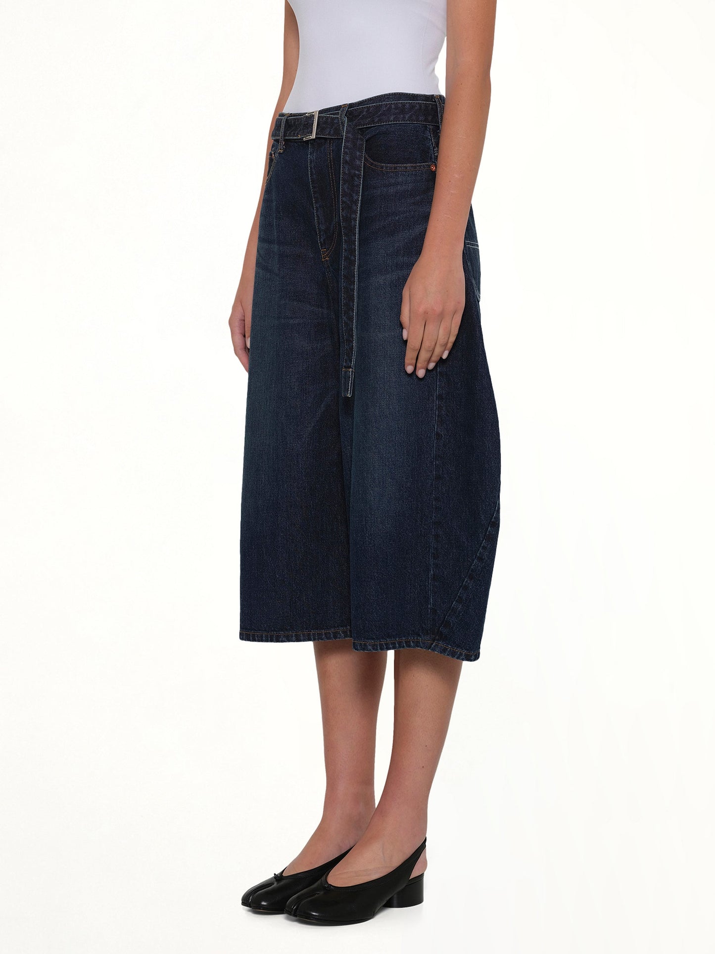 SACAI Barrel Denim Bermuda Pants (Blue)
