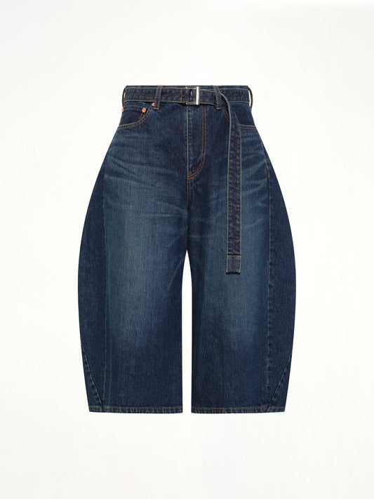 SACAI Barrel Denim Bermuda Pants (Blue)