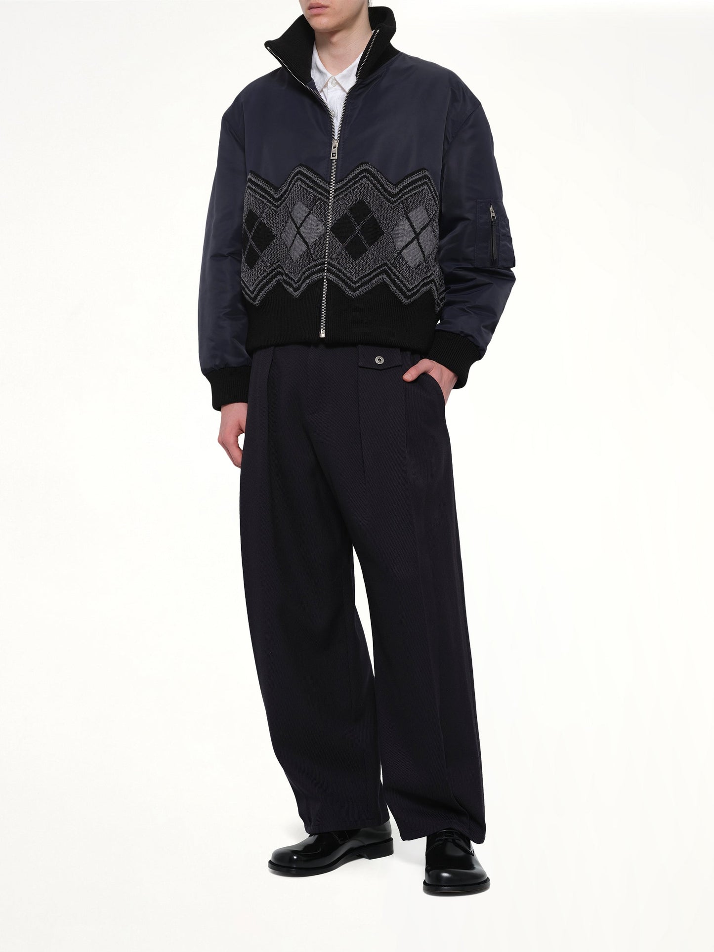 LOEWE Argyle Bomber Jacket (Navy)