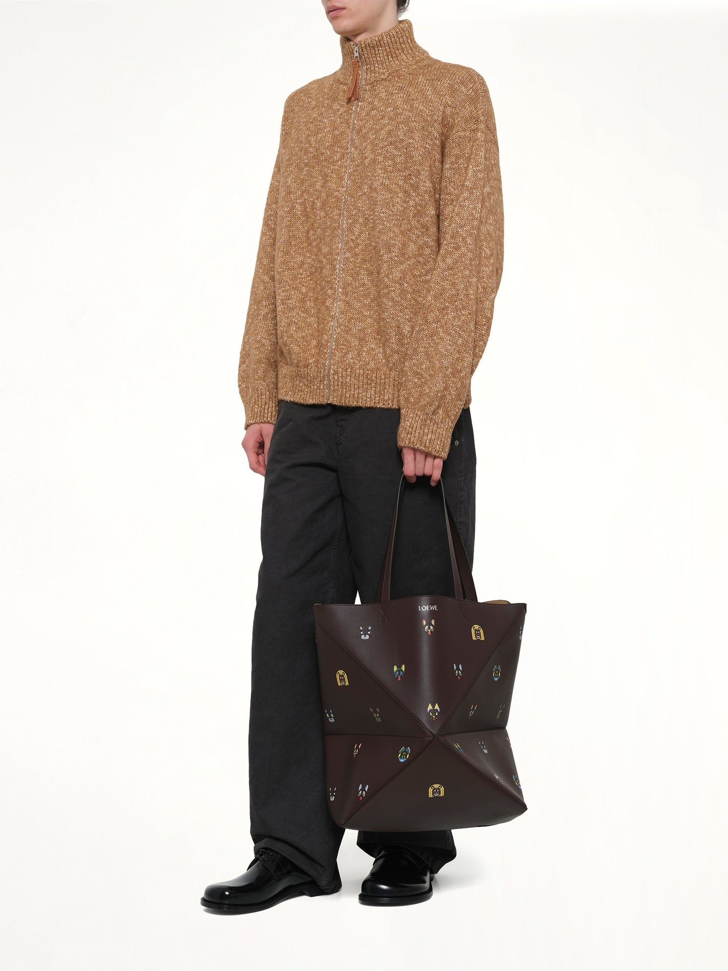LOEWE Puzzle Fold Tote XL Allover Cats (Brown)