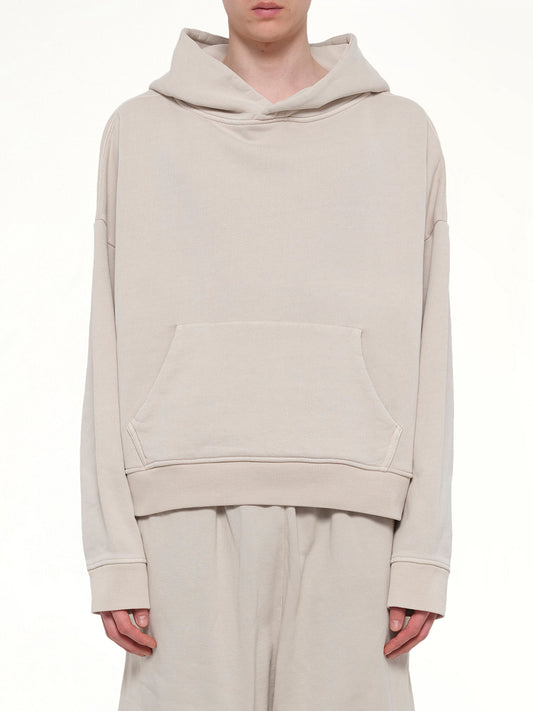 Image of a model wearing Outerwear. Product name - Heavy Hood in White colour by brand - ENTIRE STUDIOS