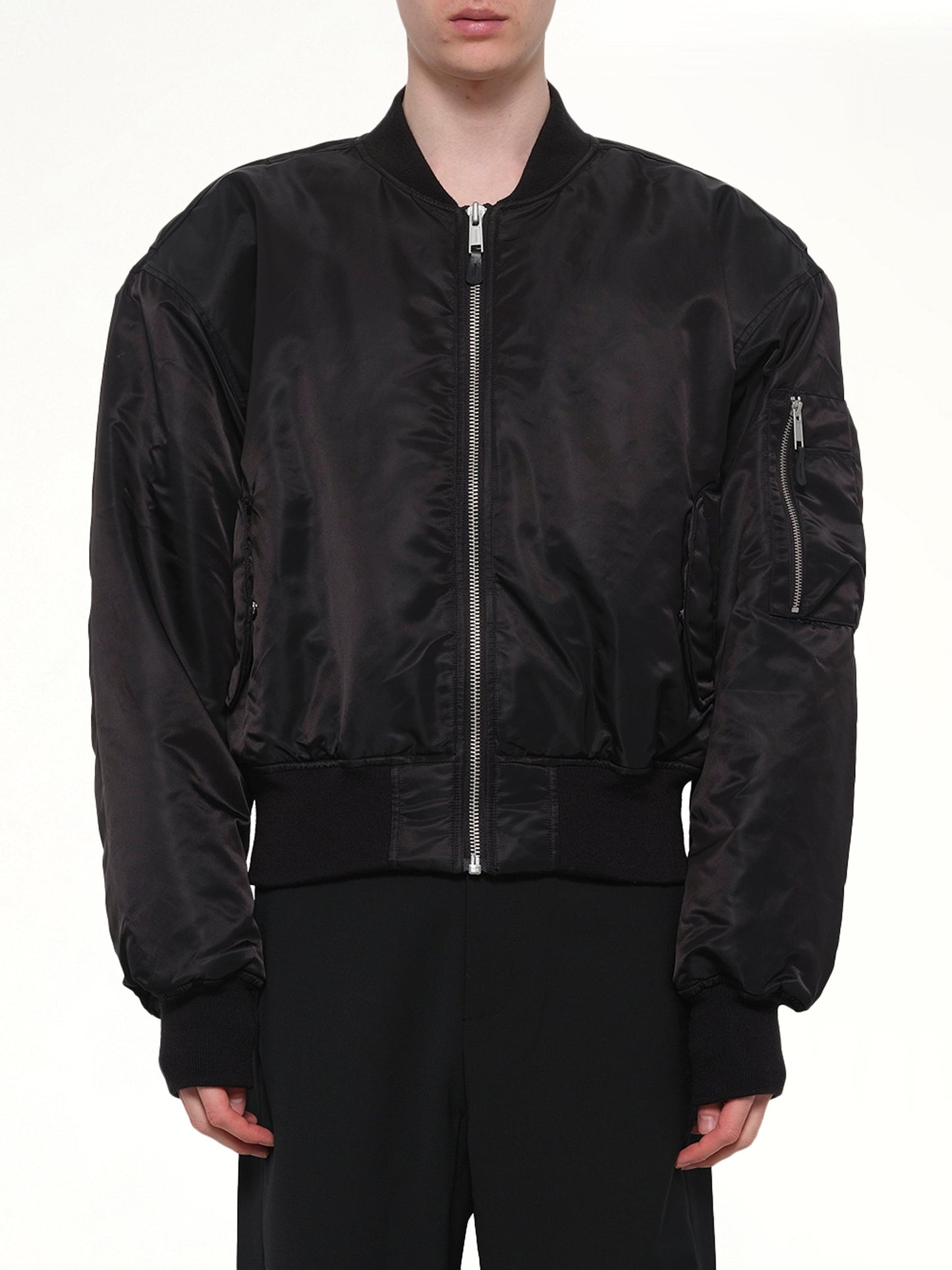 Image of Coats & Jackets. Product name - Cropped Broad Bomber in Black colour by brand - ENTIRE STUDIOS
