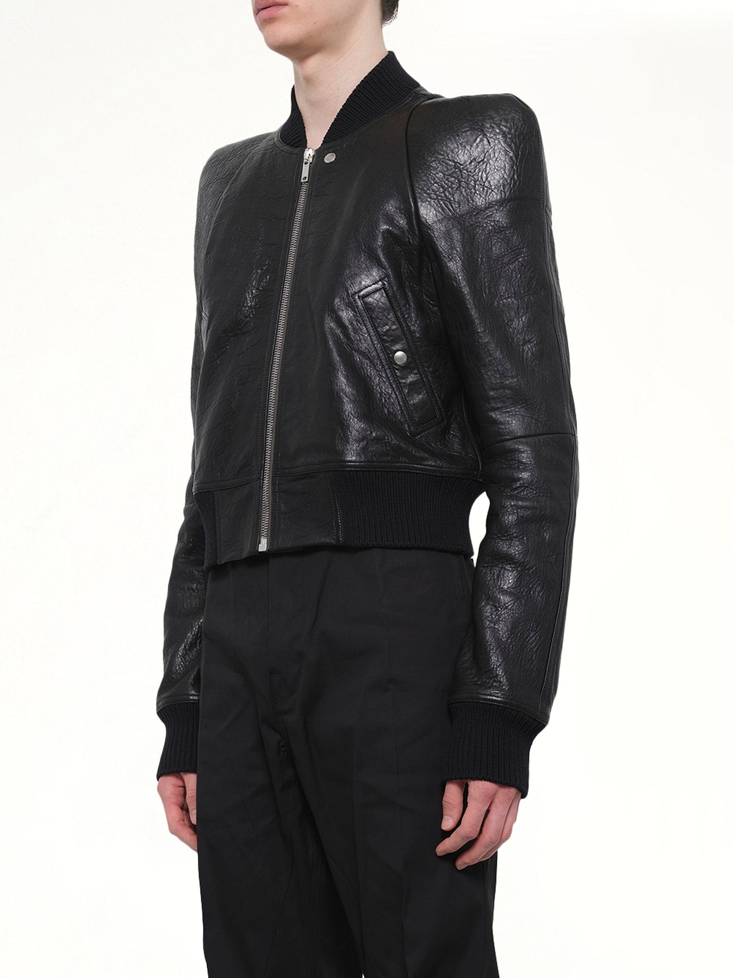 RICK OWENS Temple Flight Leather Jacket (Black)
