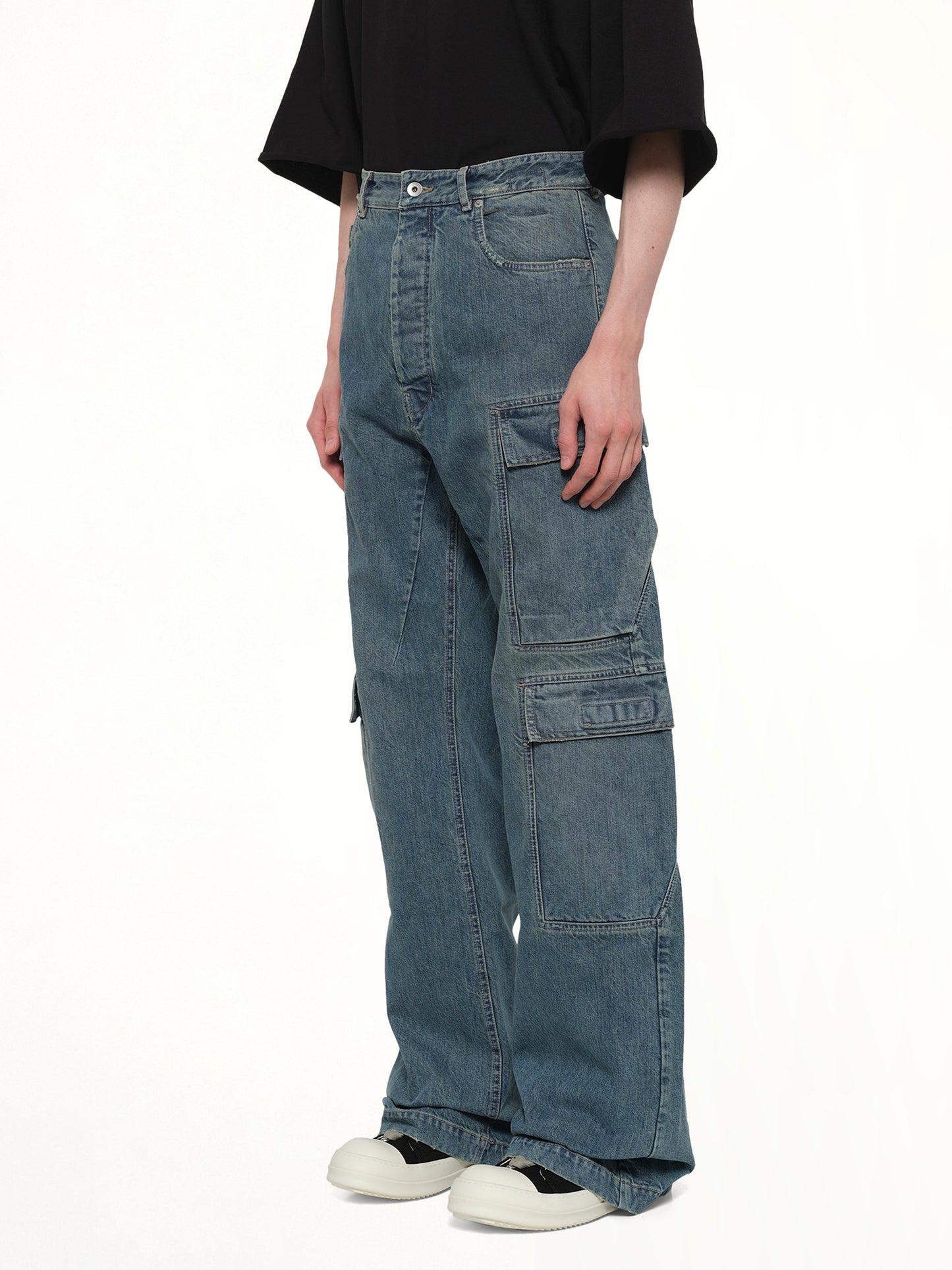 RICK OWENS DRKSHDW Double Cargo Jeans (Blue)