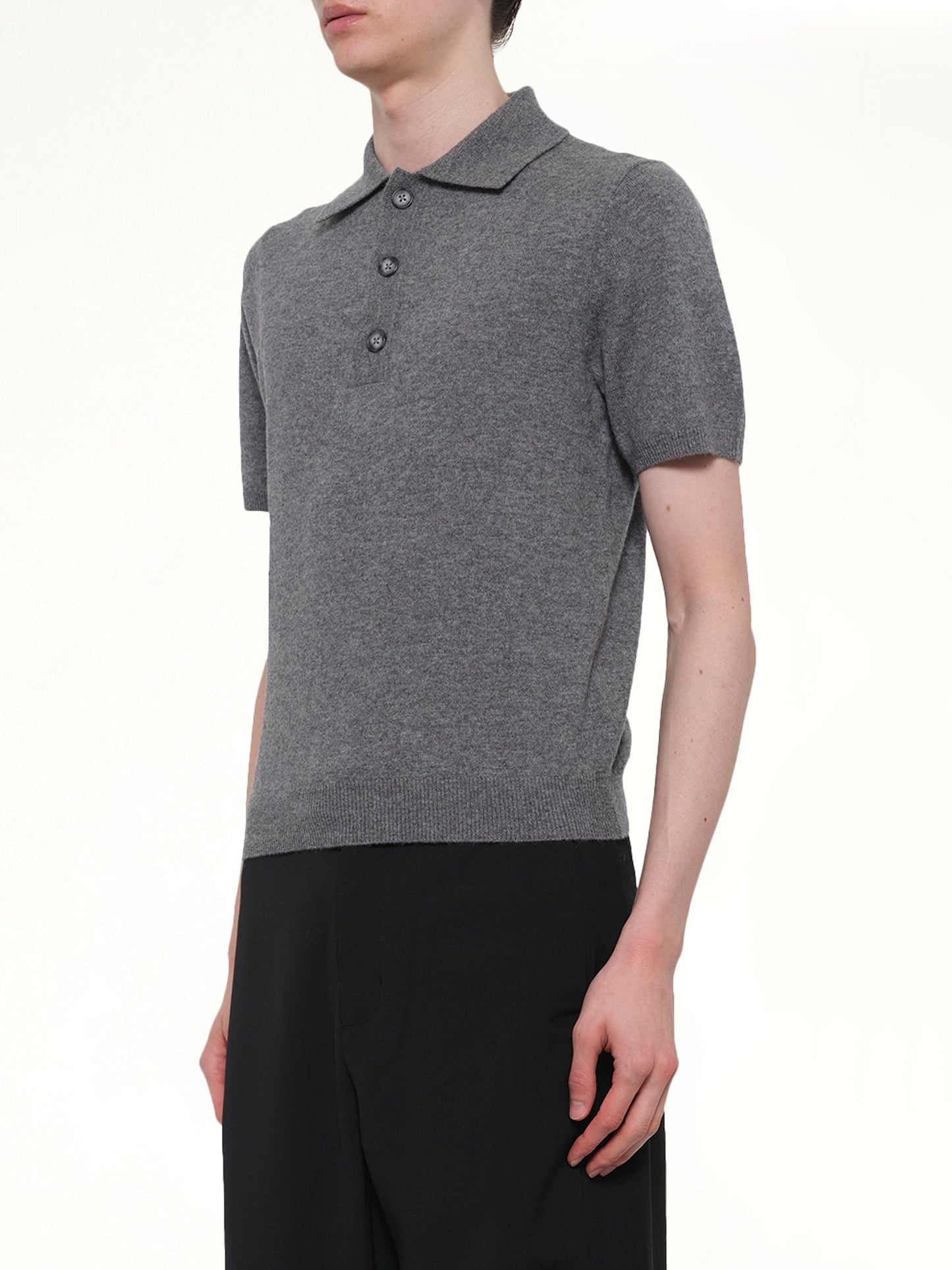 ENTIRE STUDIOS Short Sleeve Knit Polo (Grey)
