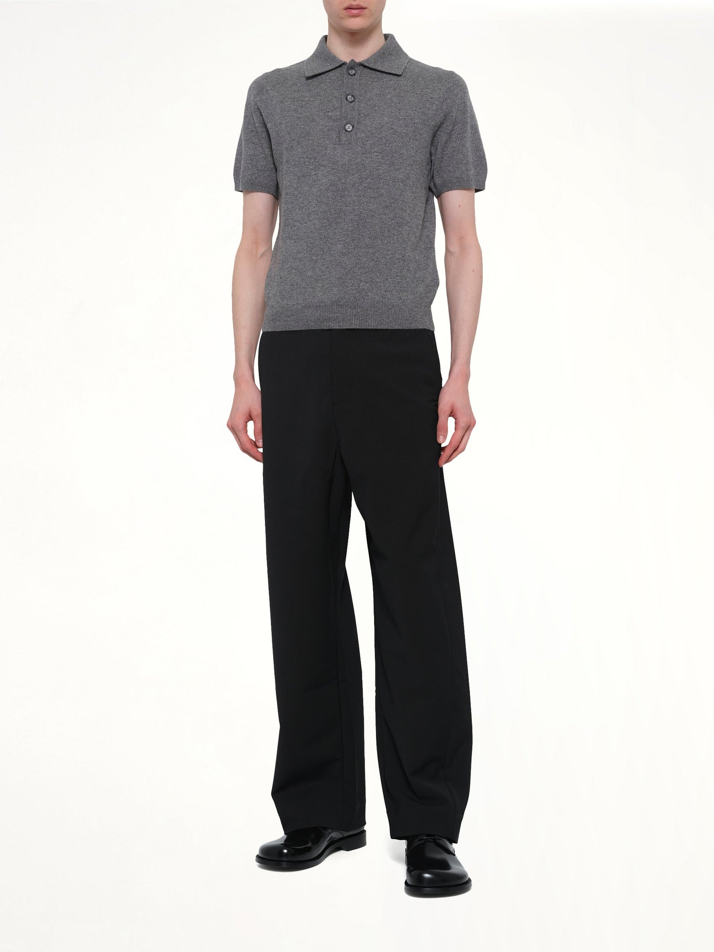 ENTIRE STUDIOS Short Sleeve Knit Polo (Grey)