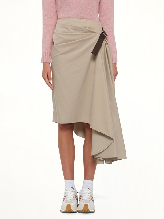 Image of a model wearing Skirts. Product name - Belted Skirt in Beige colour by brand - LOEWE