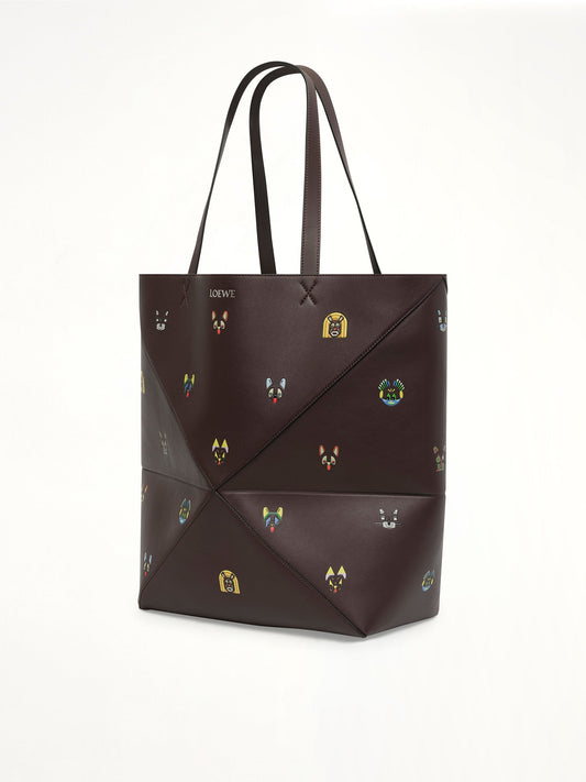 LOEWE Puzzle Fold Tote XL Allover Cats (Brown)
