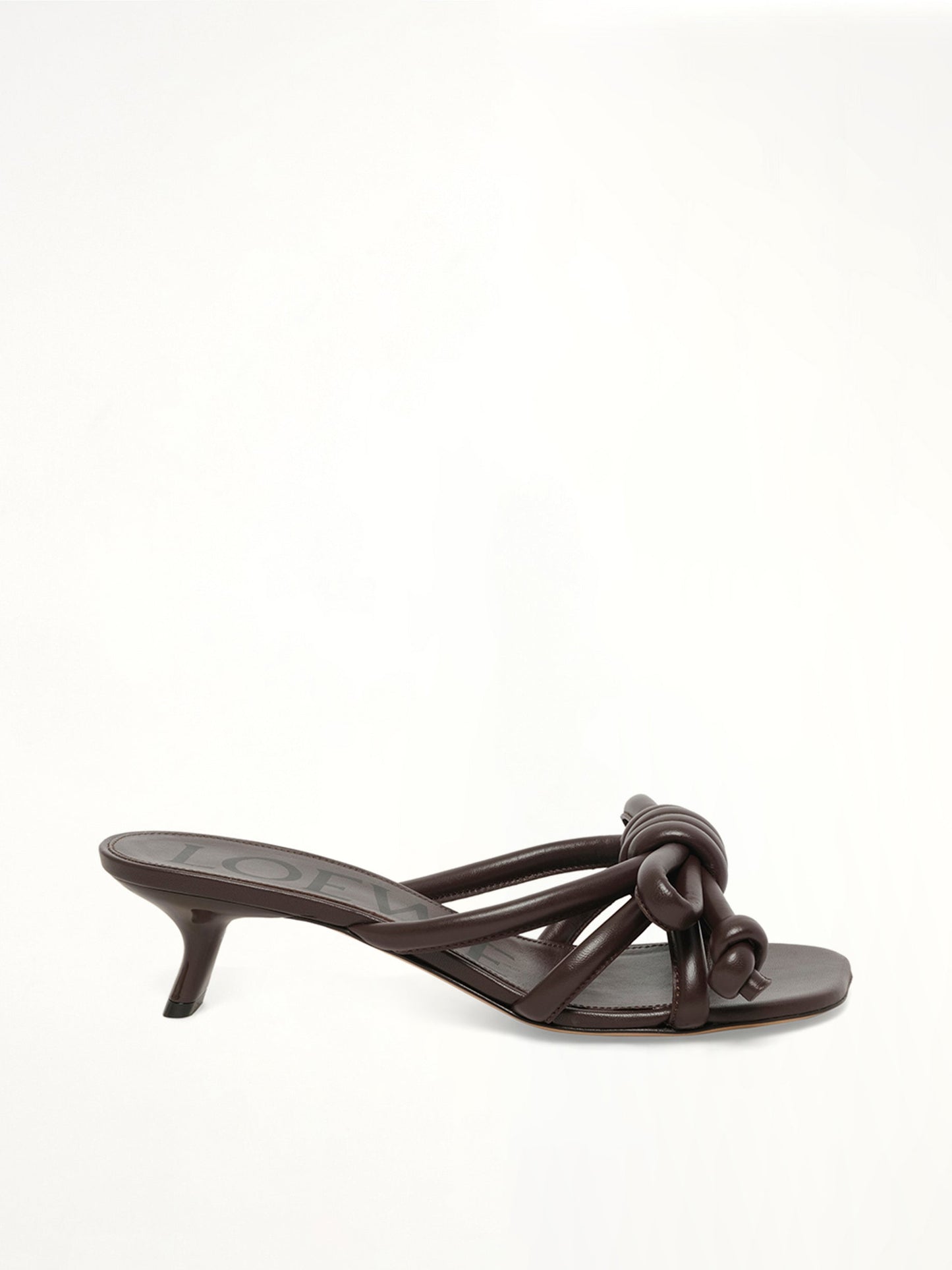 Image of Sandals. Product name - Flamenco Knot Sandal 45H in Brown colour by brand - LOEWE