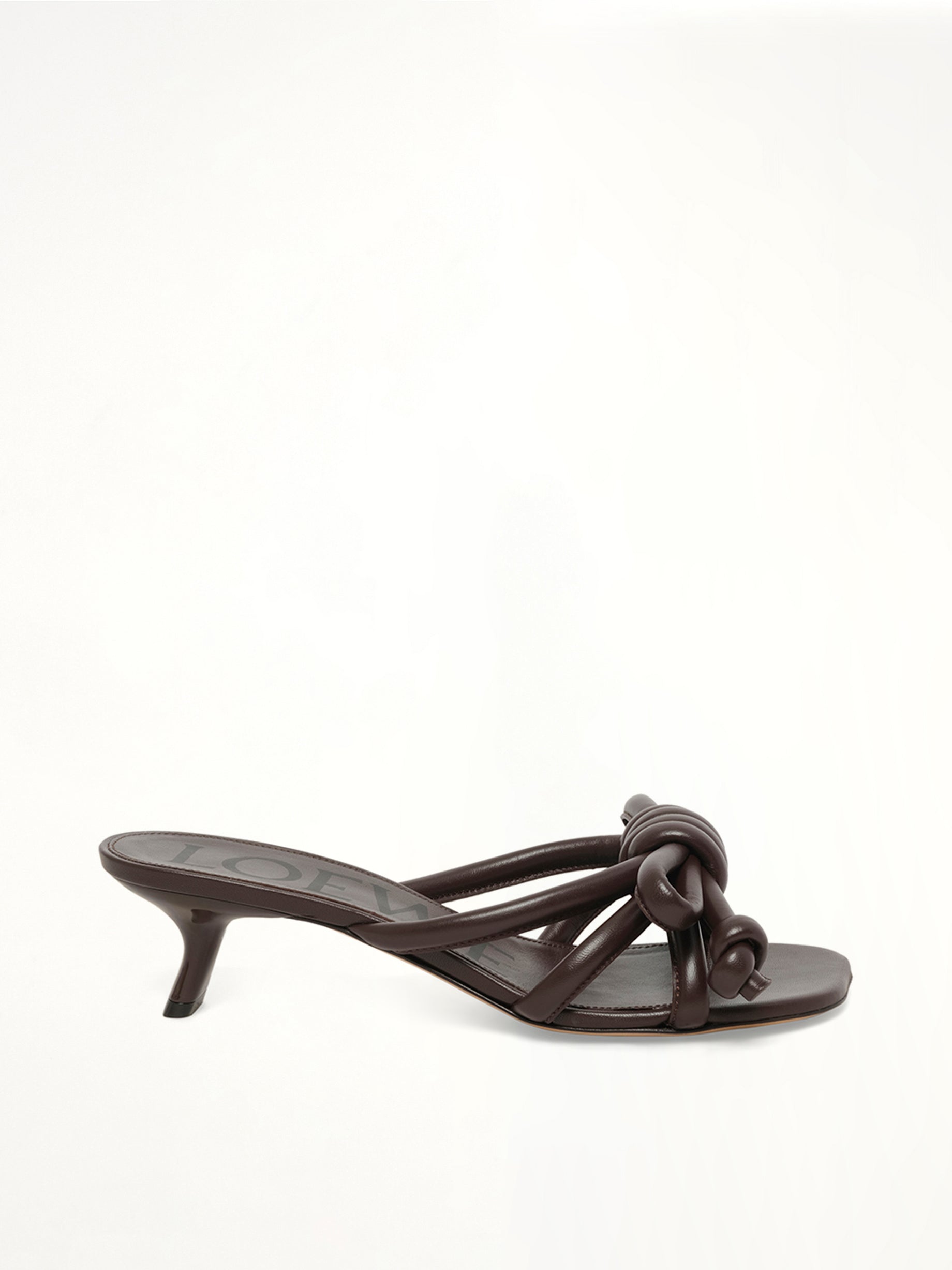 Image of Sandals. Product name - Flamenco Knot Sandal 45H in Brown colour by brand - LOEWE