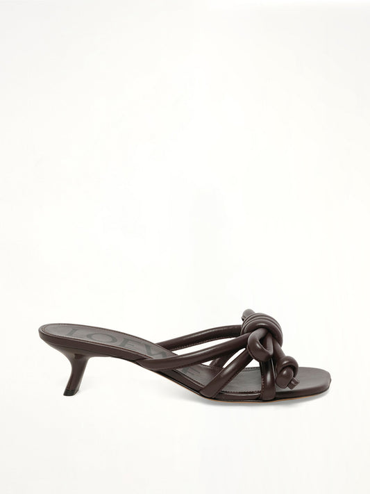 Image of Sandals. Product name - Flamenco Knot Sandal 45H in Brown colour by brand - LOEWE