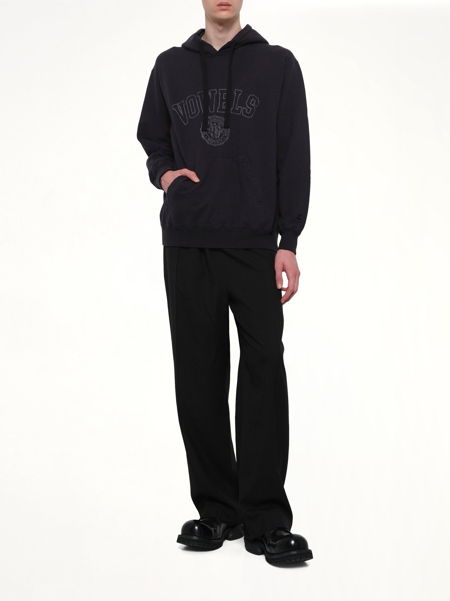VOWELS Faded Collegiate Hoodie (Black)
