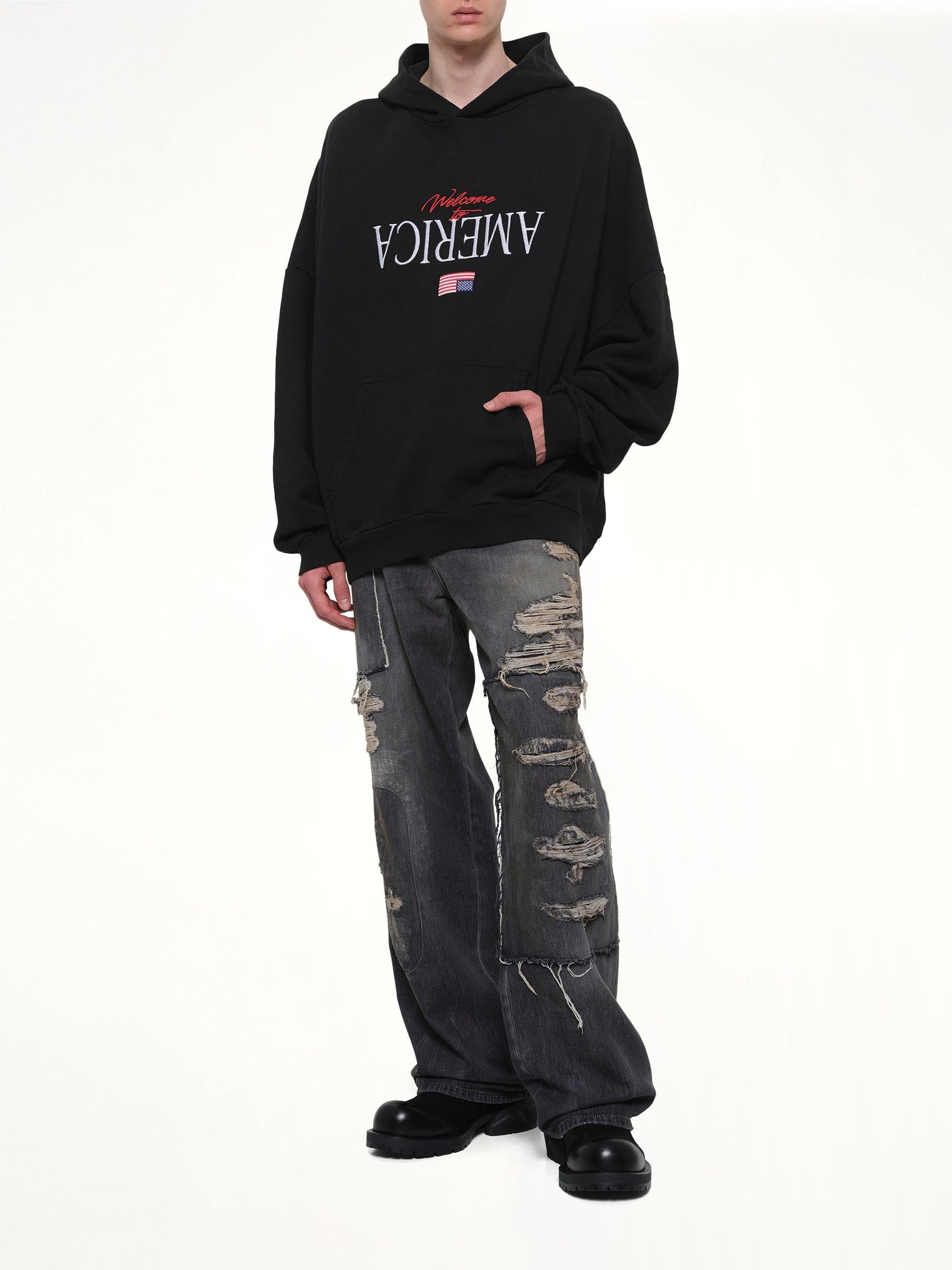 WILLY CHAVARRIA Welcome To America Hooligan Hoodie (Black)