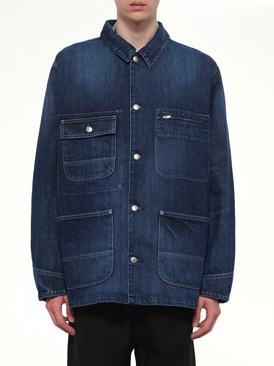 Image of Coats & Jackets. Product name - Chore Jacket in Blue colour by brand - VOWELS