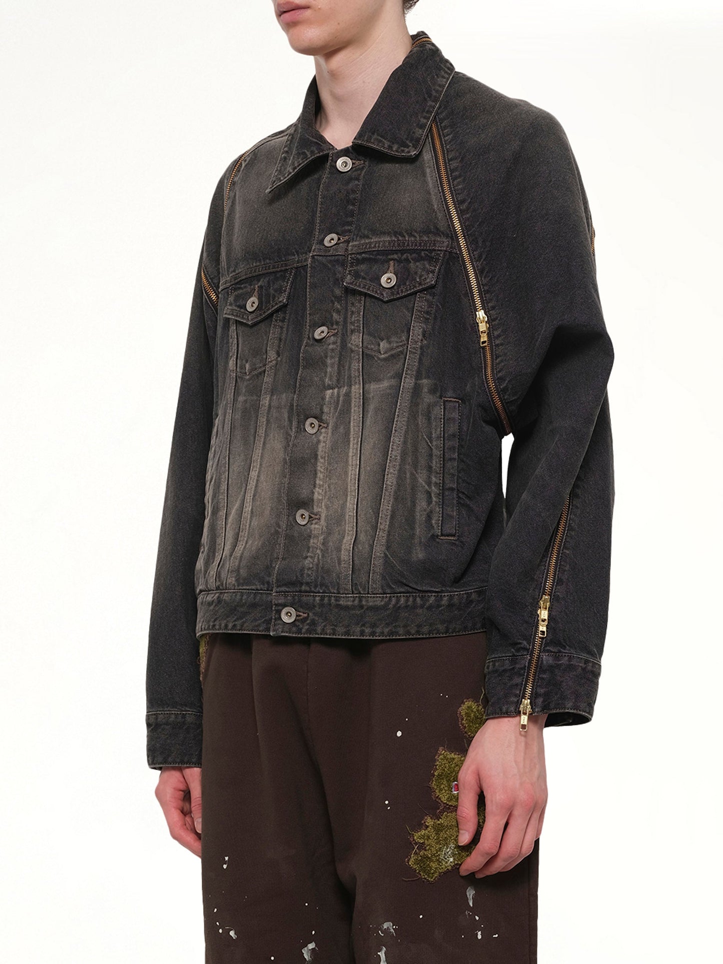 DOUBLET Filleted Zip Denim Jacket (Black)