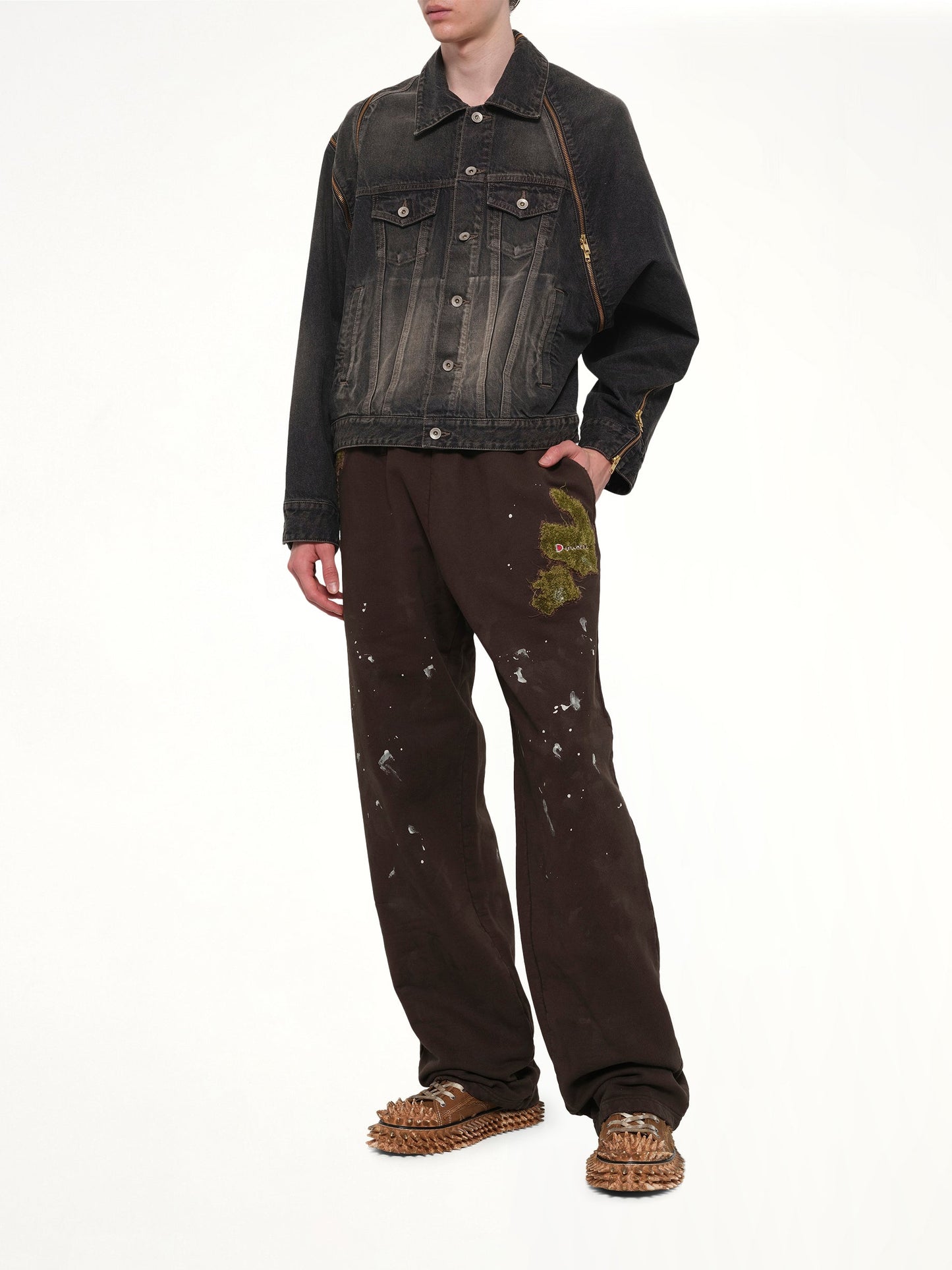 DOUBLET Filleted Zip Denim Jacket (Black)