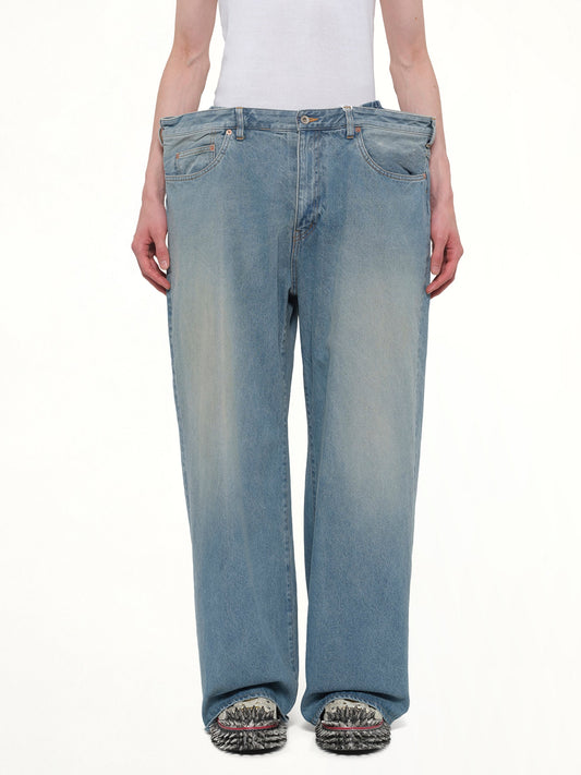 Image of Jeans. Product name - Floating Waist Denim Pants in Blue colour by brand - DOUBLET