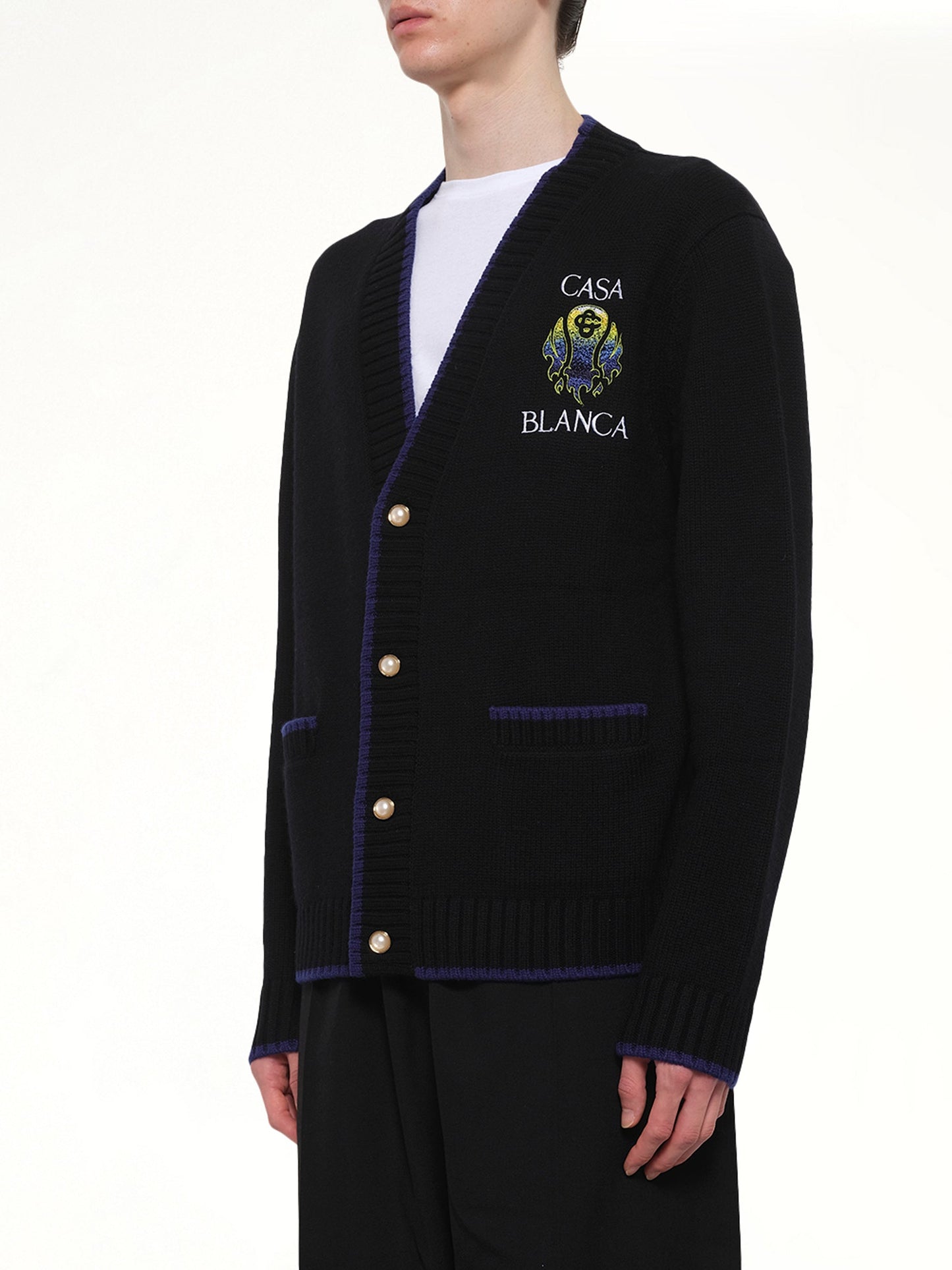 CASABLANCA Flaming Tennis Ball Cardigan (Black)