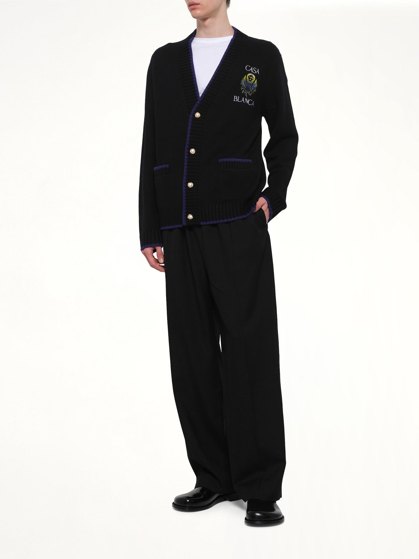 CASABLANCA Flaming Tennis Ball Cardigan (Black)