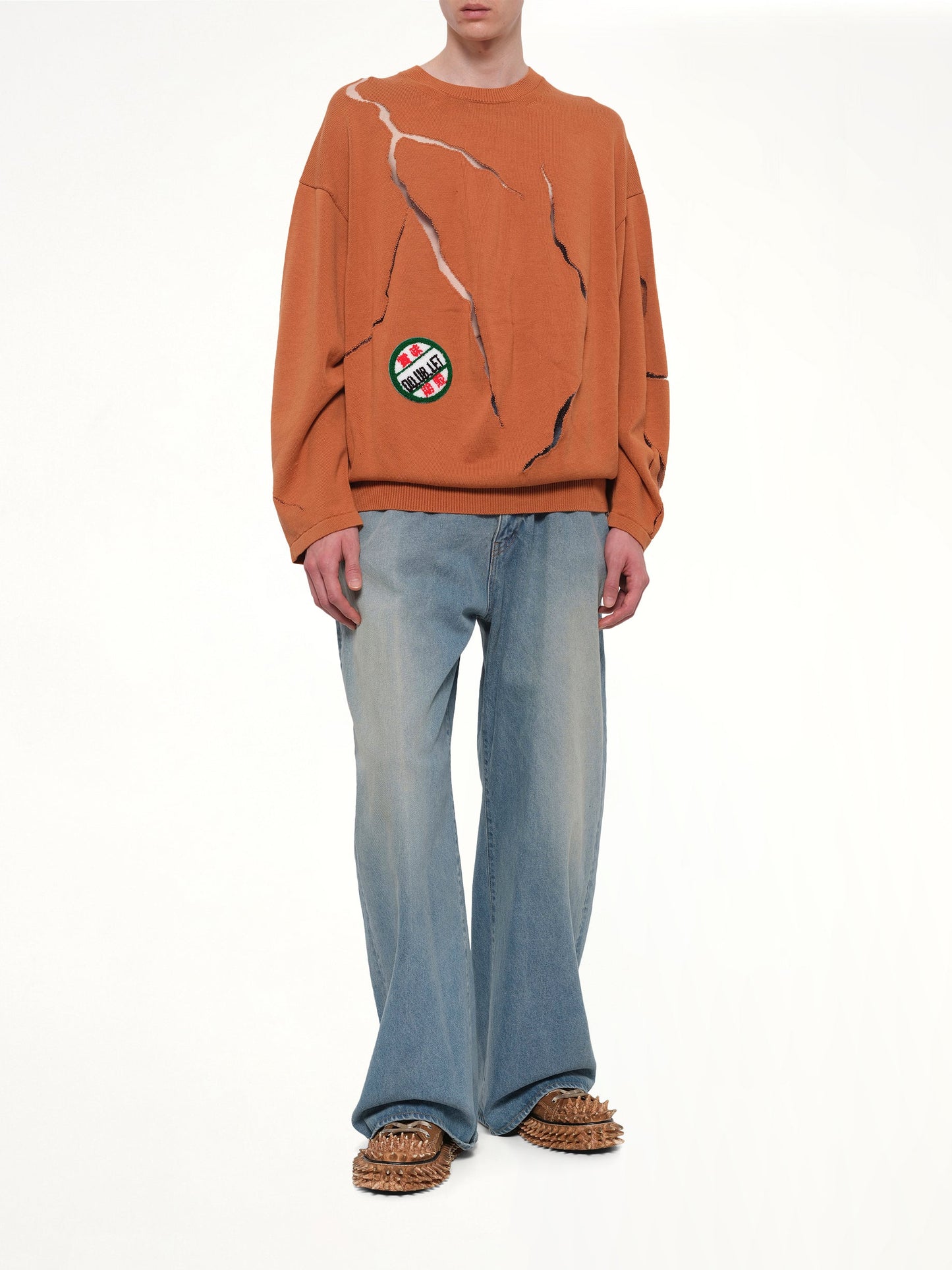 DOUBLET Cracked Egg Knit Pullover (Brown)