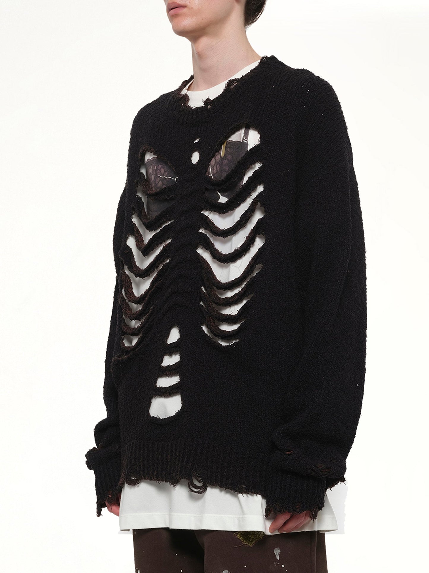DOUBLET Rib & Spine Knit Pullover (Black)