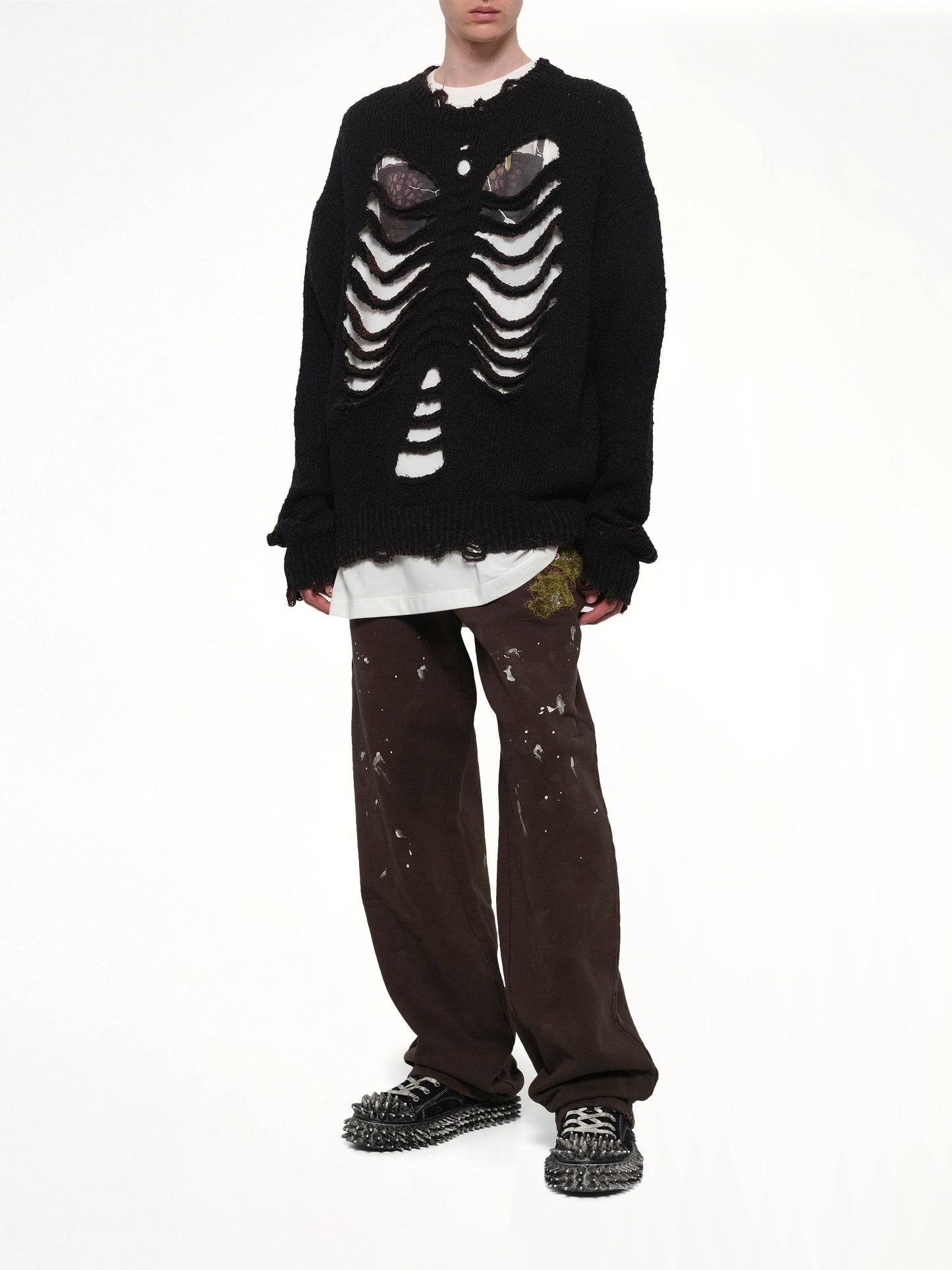 DOUBLET Rib & Spine Knit Pullover (Black)