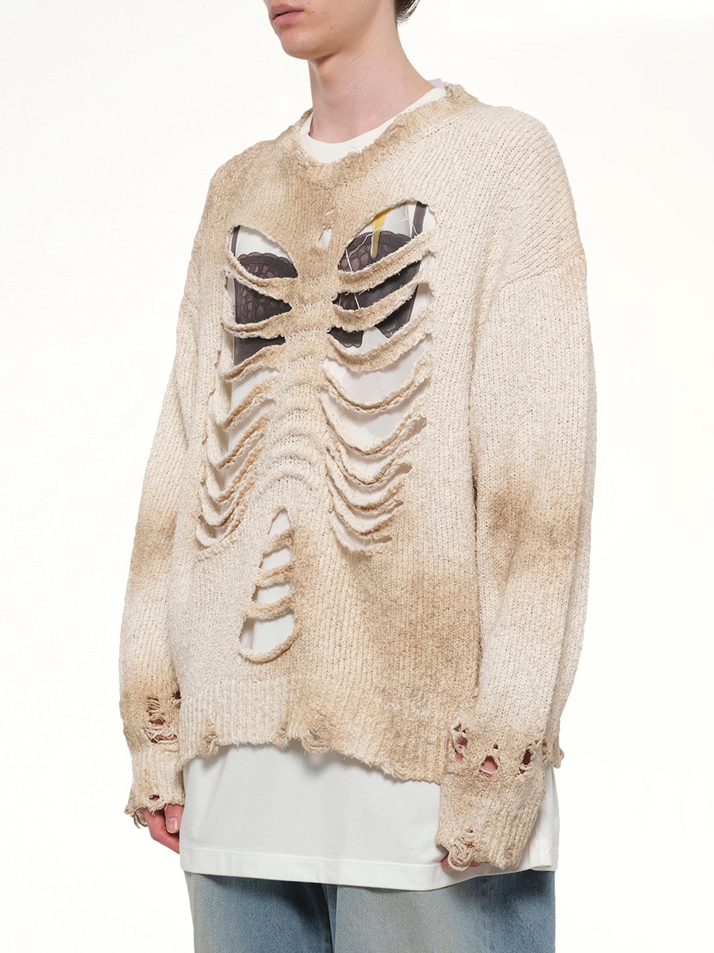 DOUBLET Rib & Spine Knit Pullover (White)