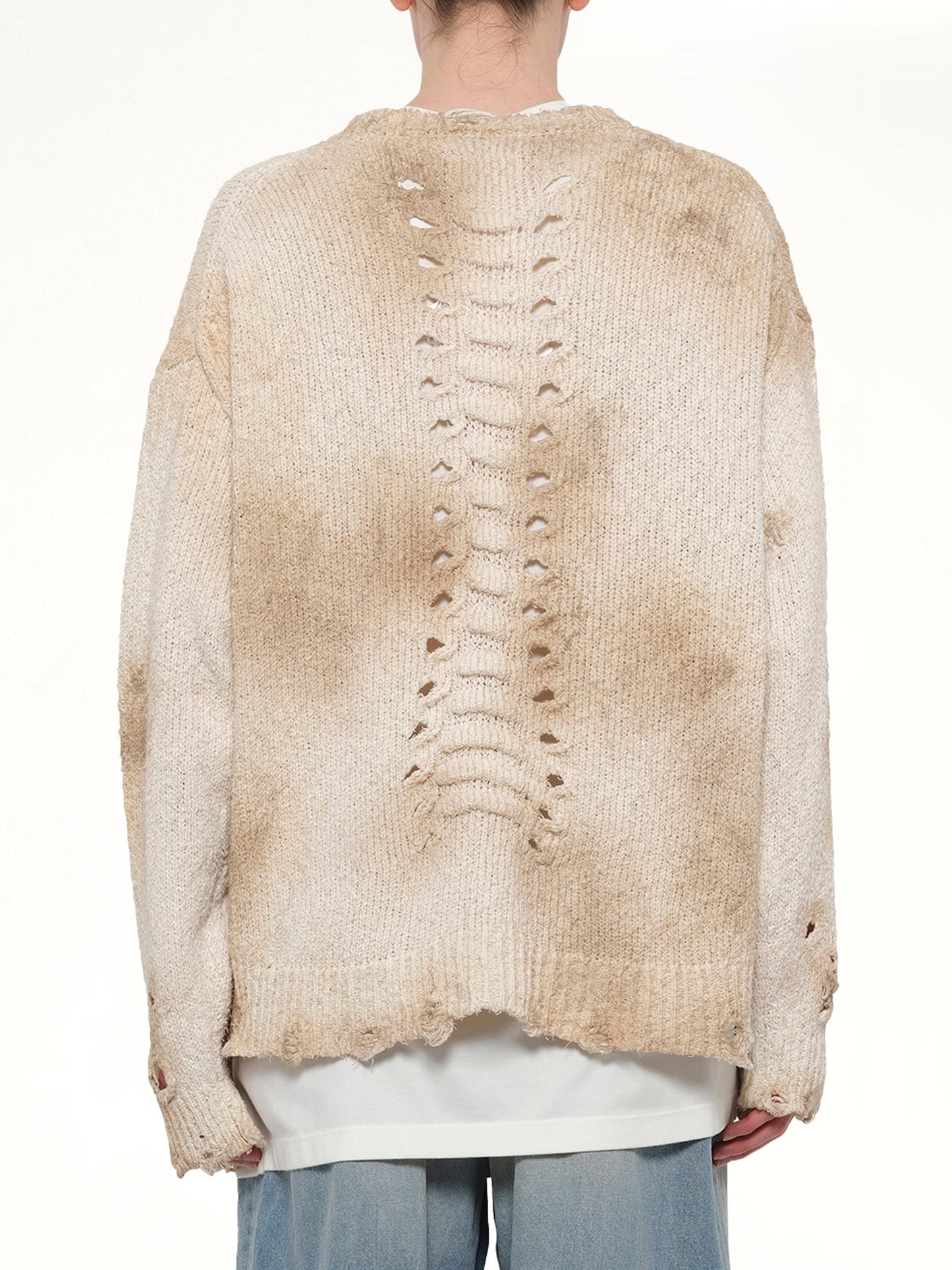 DOUBLET Rib & Spine Knit Pullover (White)