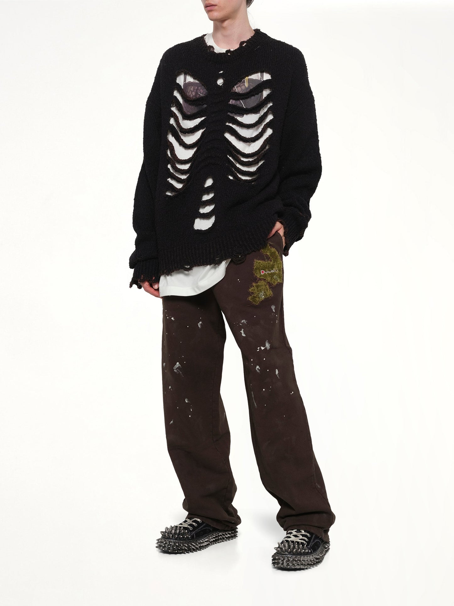 DOUBLET Moss-Grown Embroidery Sweat Pants (Brown)