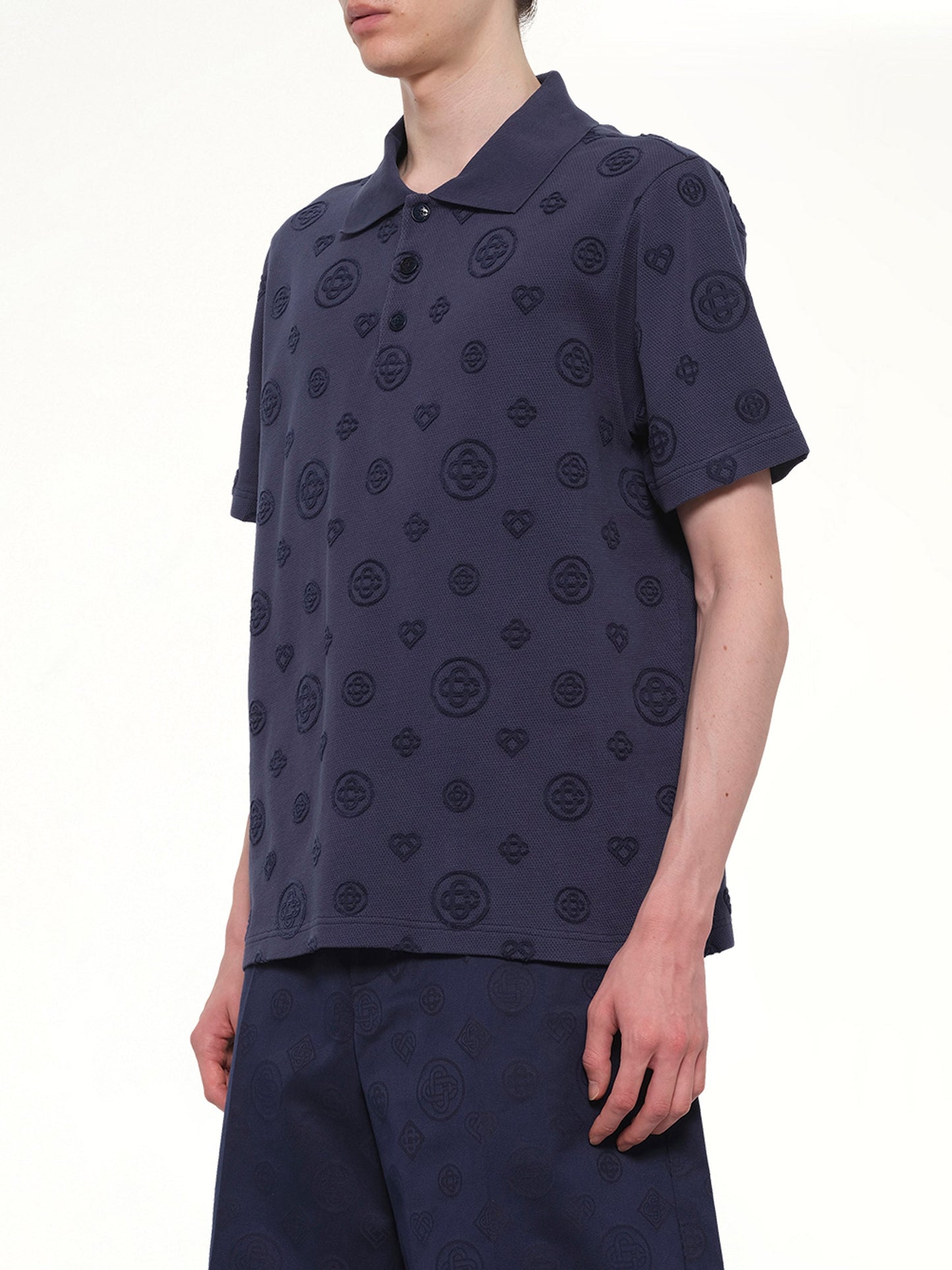 CASABLANCA Applique Monogram Polo (Navy)