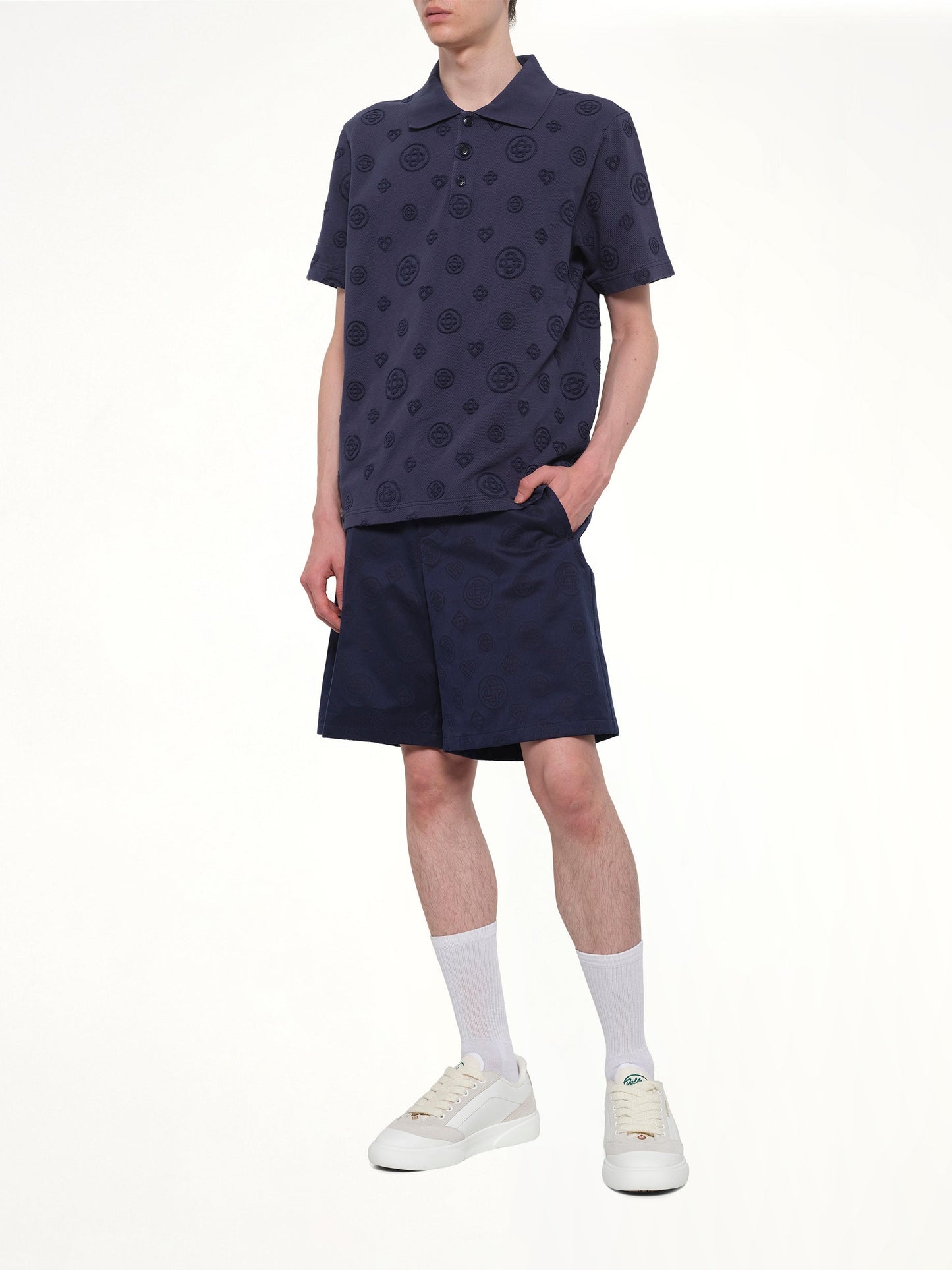 CASABLANCA Applique Monogram Polo (Navy)