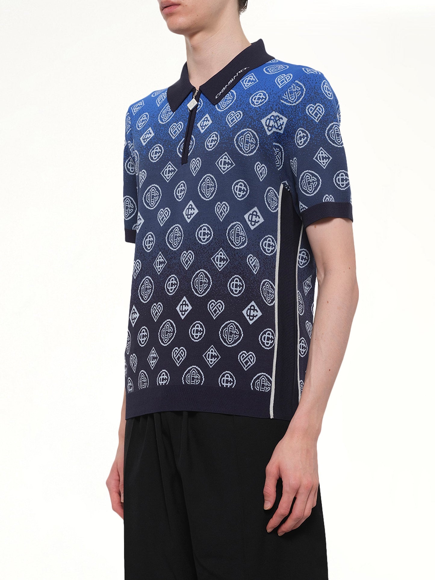 CASABLANCA Gradient Monogram Polo Shirt (Blue)