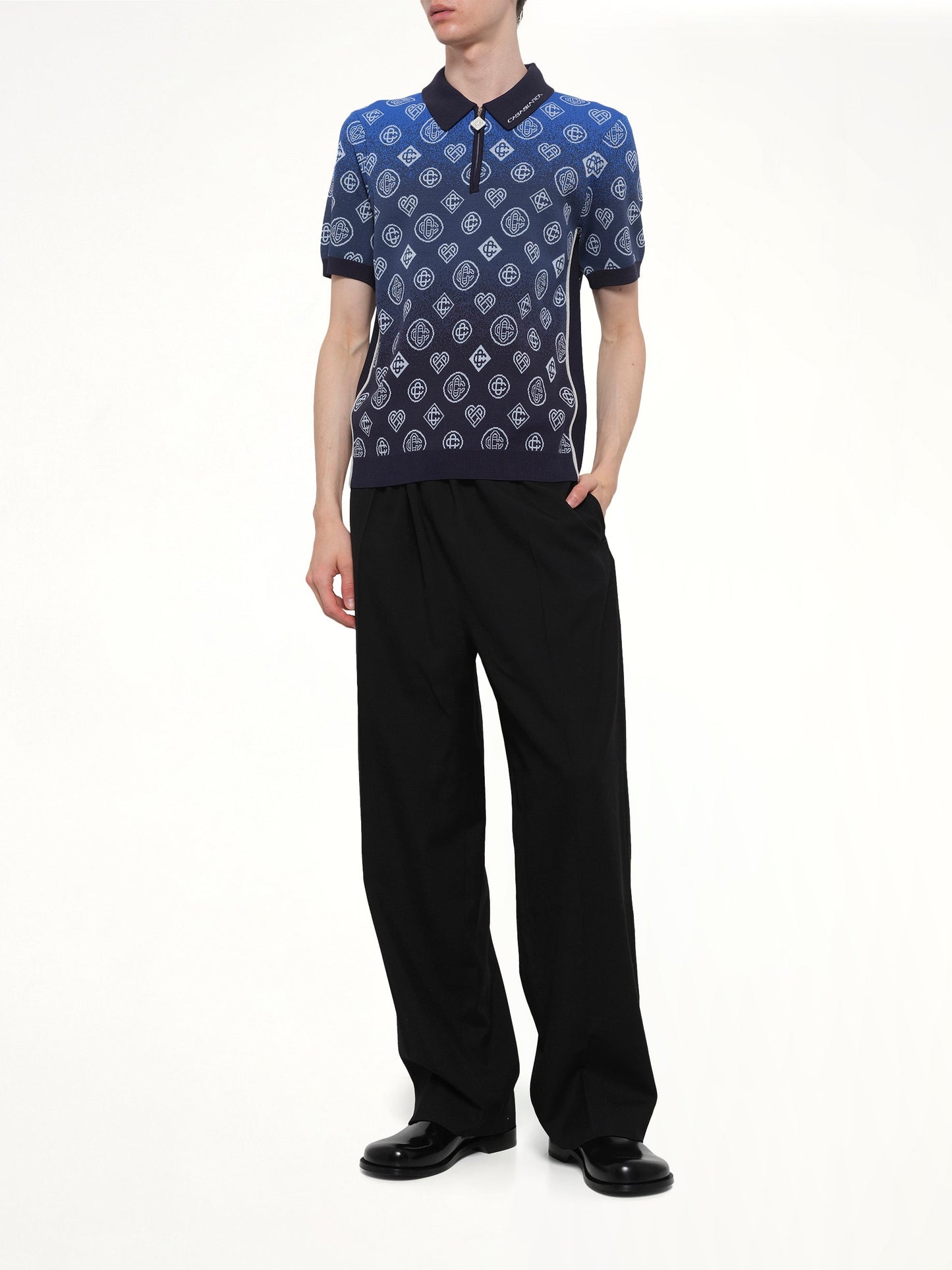 CASABLANCA Gradient Monogram Polo Shirt (Blue)
