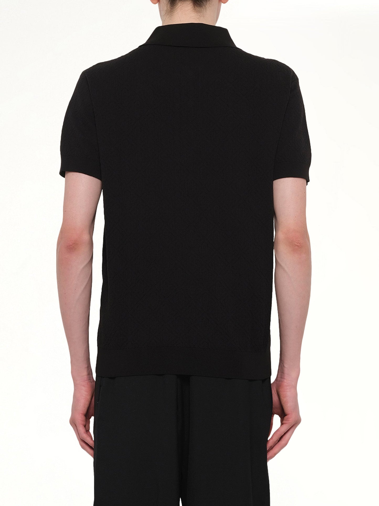 CASABLANCA Pointelle Monogram Polo (Black)