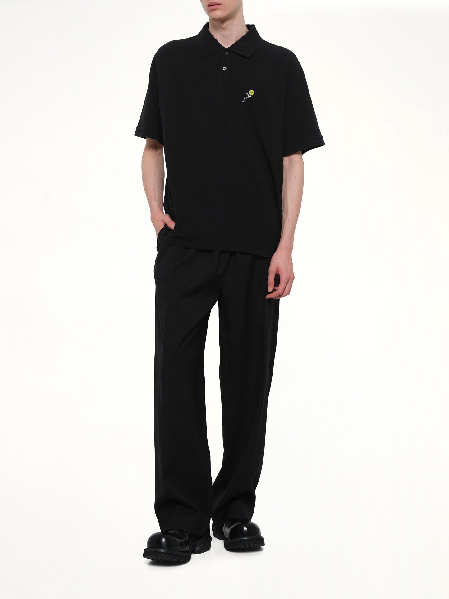 VOWELS S/S Pique Polo (Black)