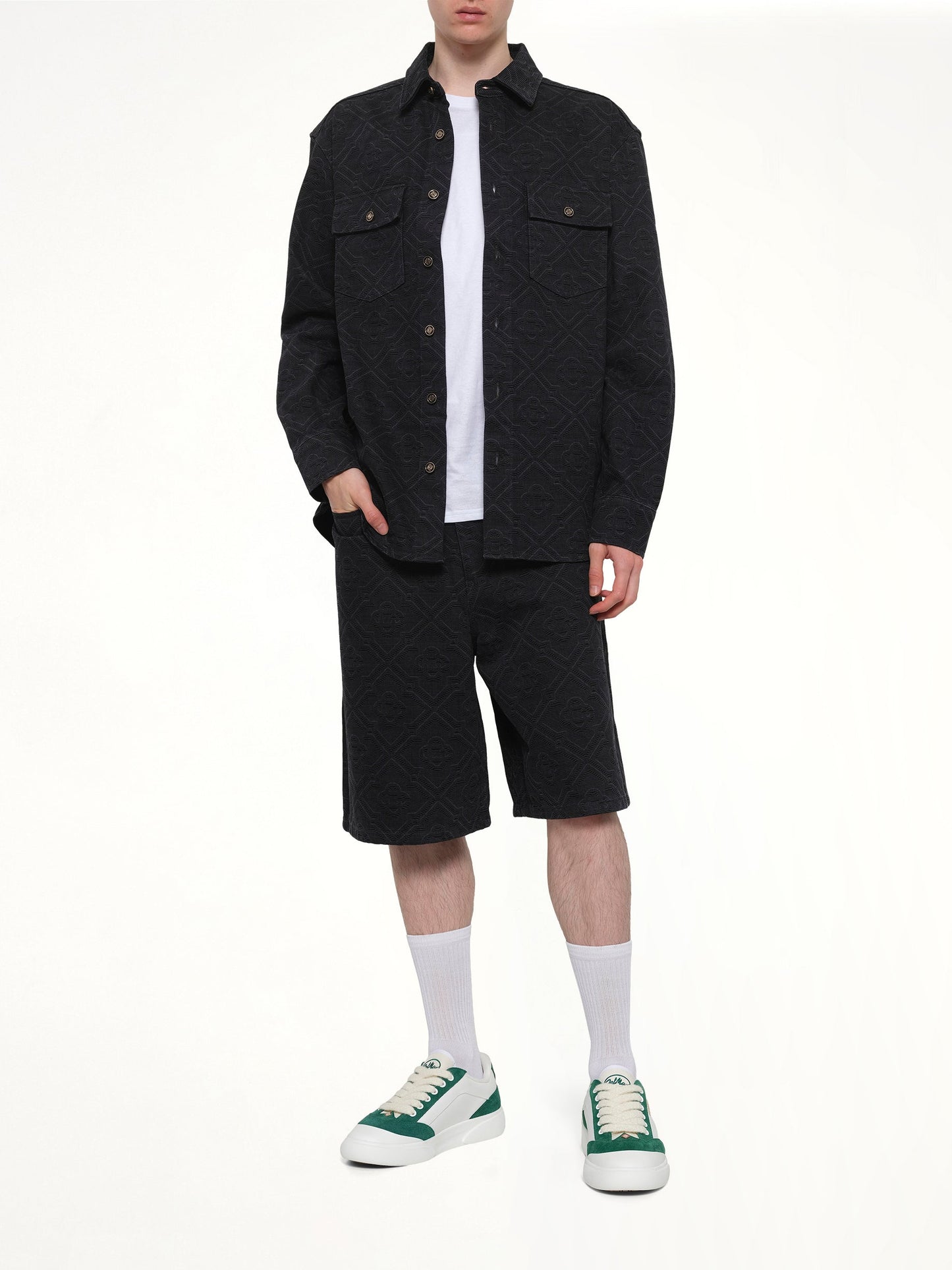 CASABLANCA Laser Monogram Denim Shirt (Black)