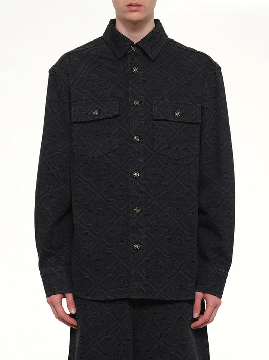 Image of Shirts. Product name - Laser Monogram Denim Shirt in Black colour by brand - CASABLANCA