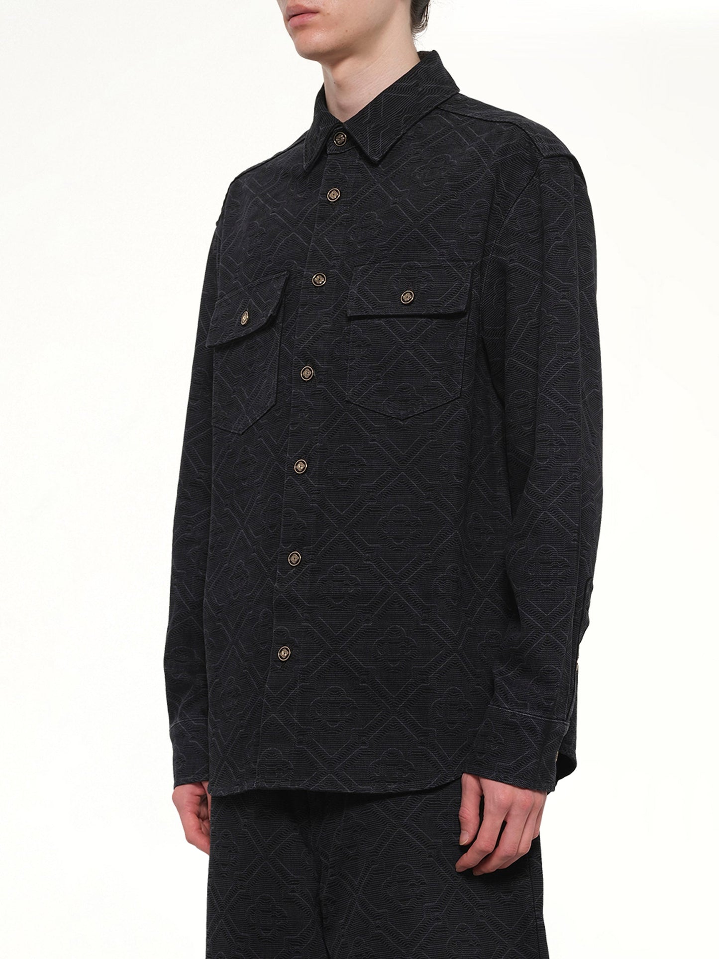 CASABLANCA Laser Monogram Denim Shirt (Black)