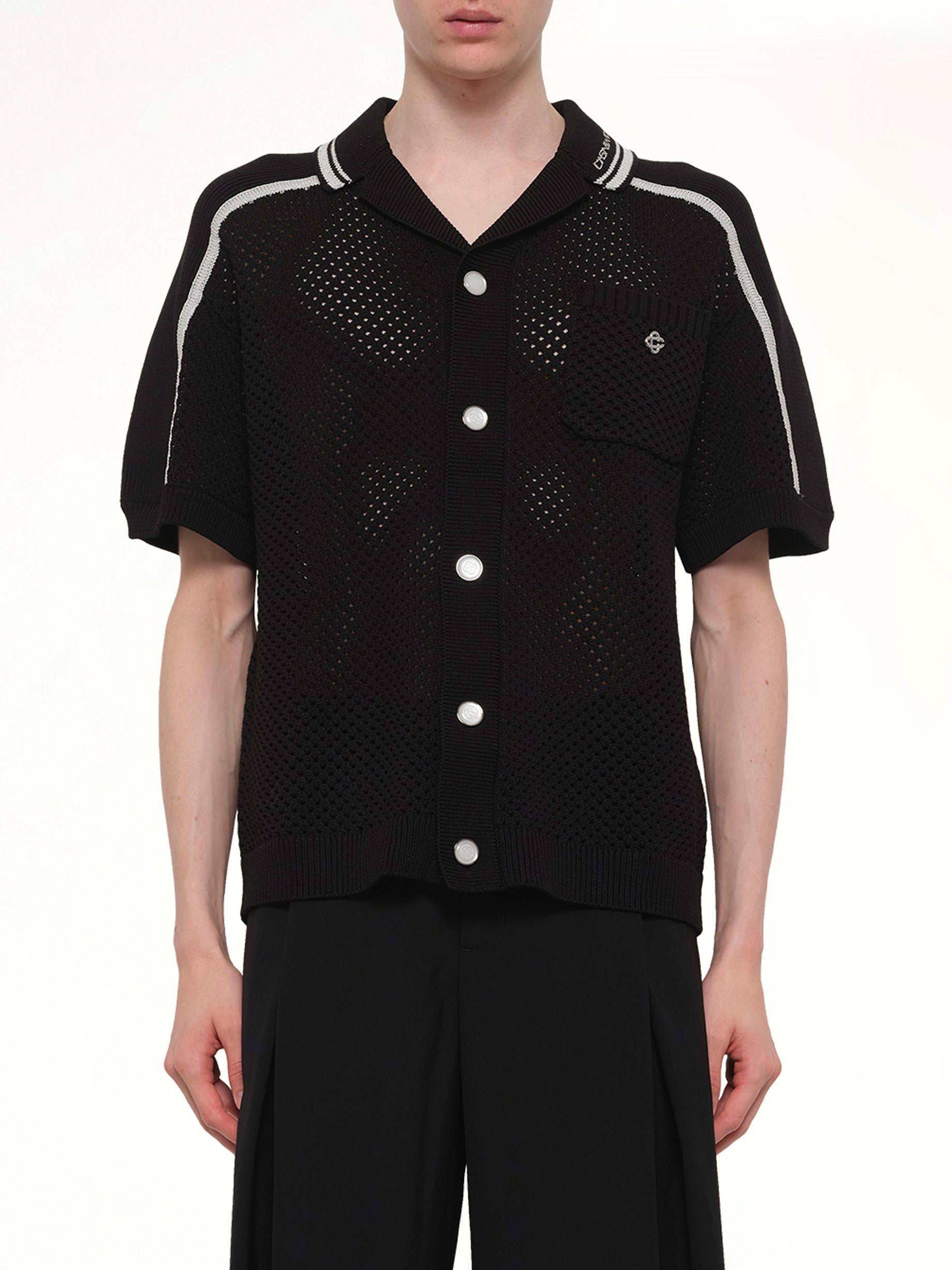 Image of Shirts. Product name - Casablanca Mesh Shirt in Black colour by brand - CASABLANCA