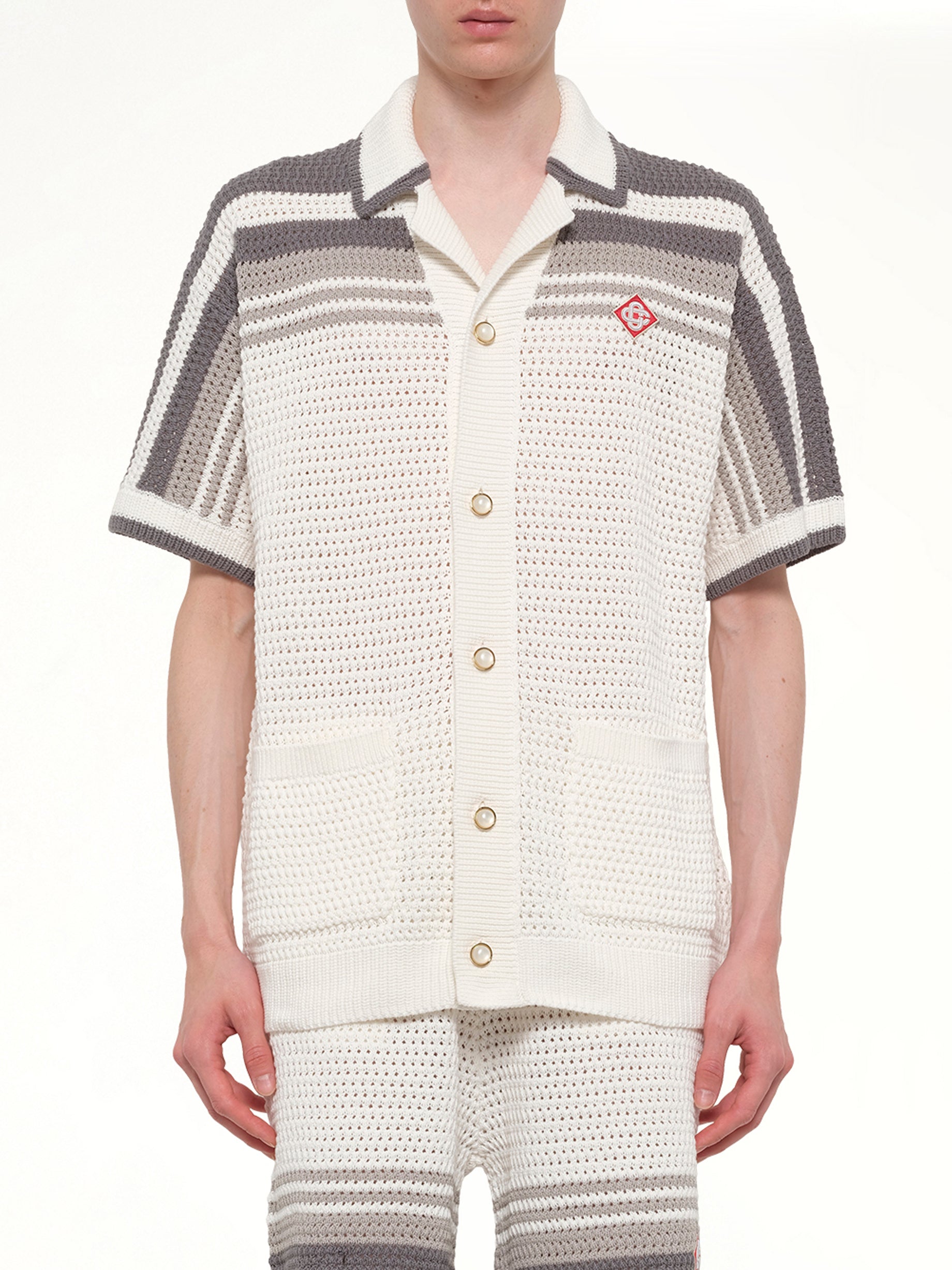 Image of Shirts. Product name - Crochet Shirt in White colour by brand - CASABLANCA