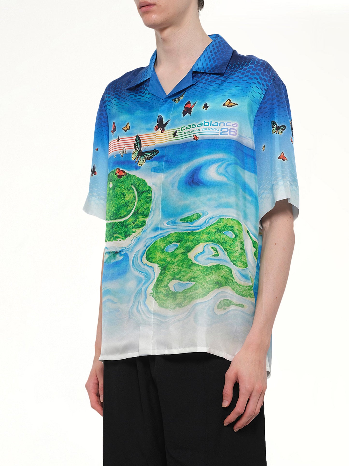 CASABLANCA Beyond Destiny Cuban Collar SS Shirt (Blue)