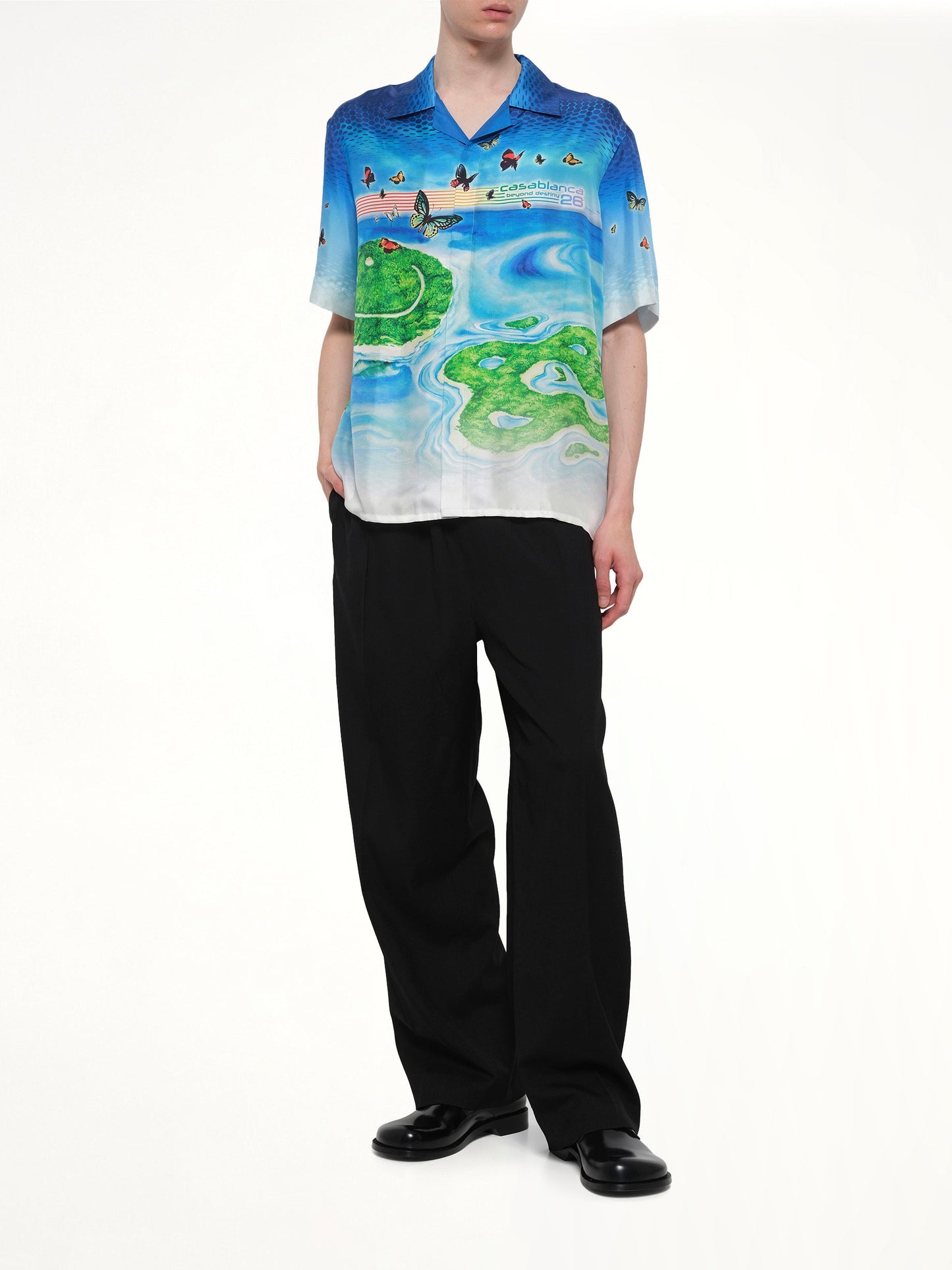 CASABLANCA Beyond Destiny Cuban Collar SS Shirt (Blue)